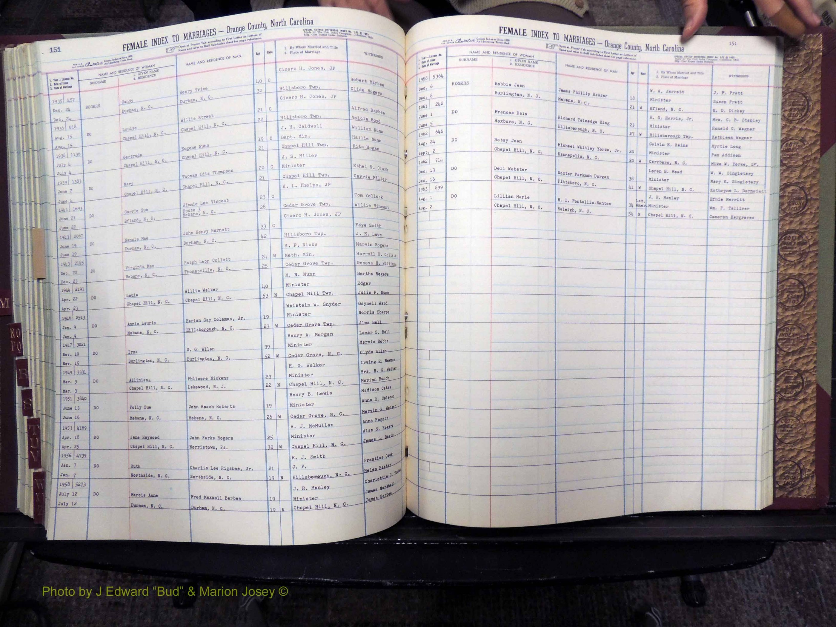 Orange Co, NC, Marriages, Female Index, M-Z, 1911-1964 (259).JPG