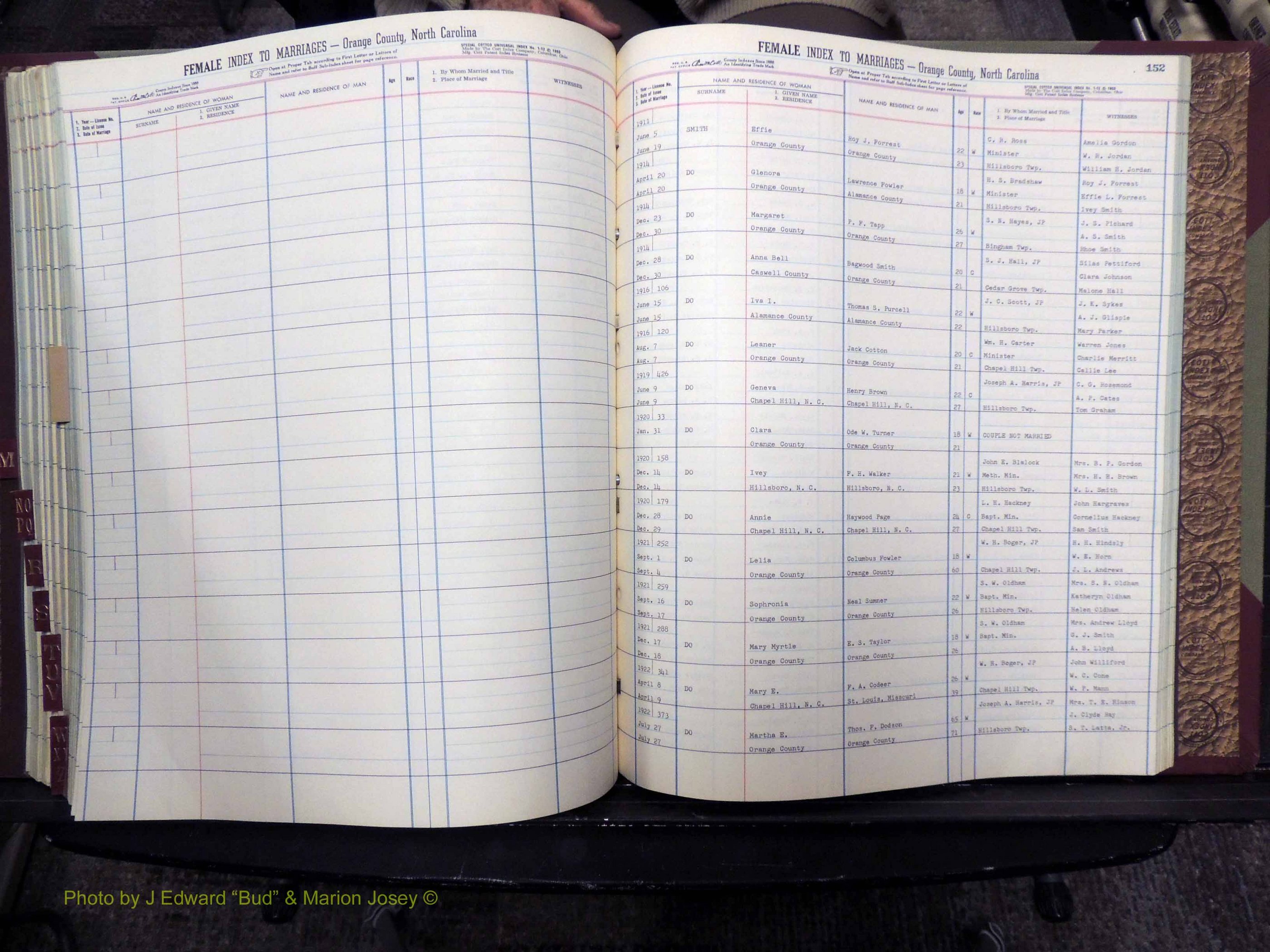 Orange Co, NC, Marriages, Female Index, M-Z, 1911-1964 (260).JPG