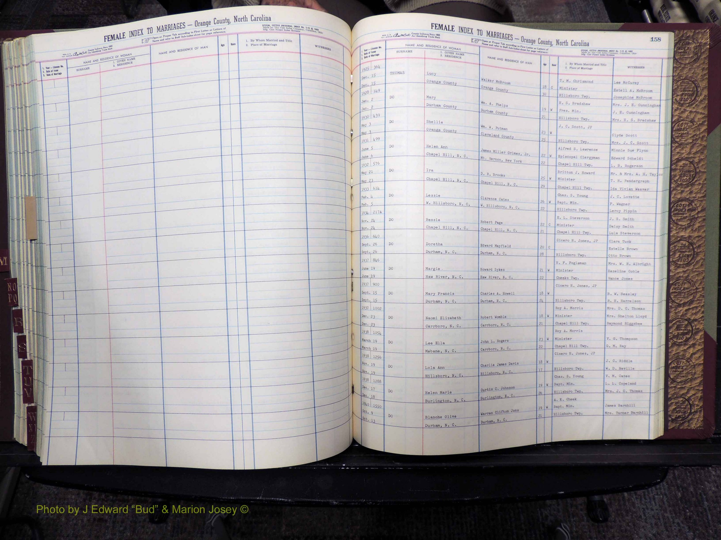 Orange Co, NC, Marriages, Female Index, M-Z, 1911-1964 (272).JPG
