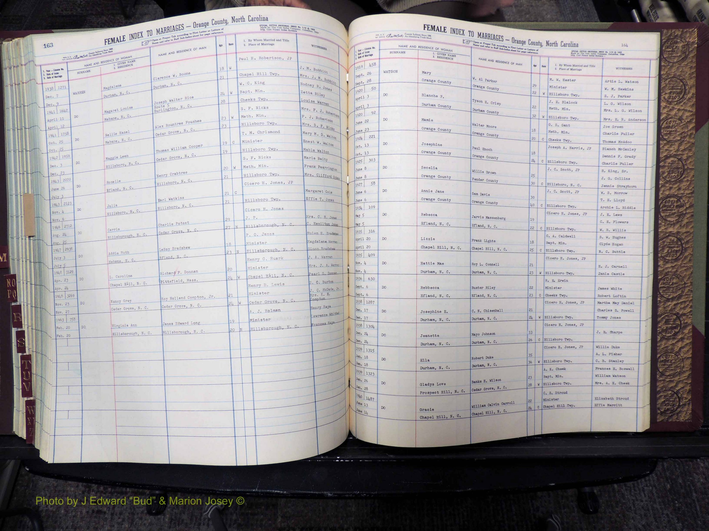 Orange Co, NC, Marriages, Female Index, M-Z, 1911-1964 (288).JPG