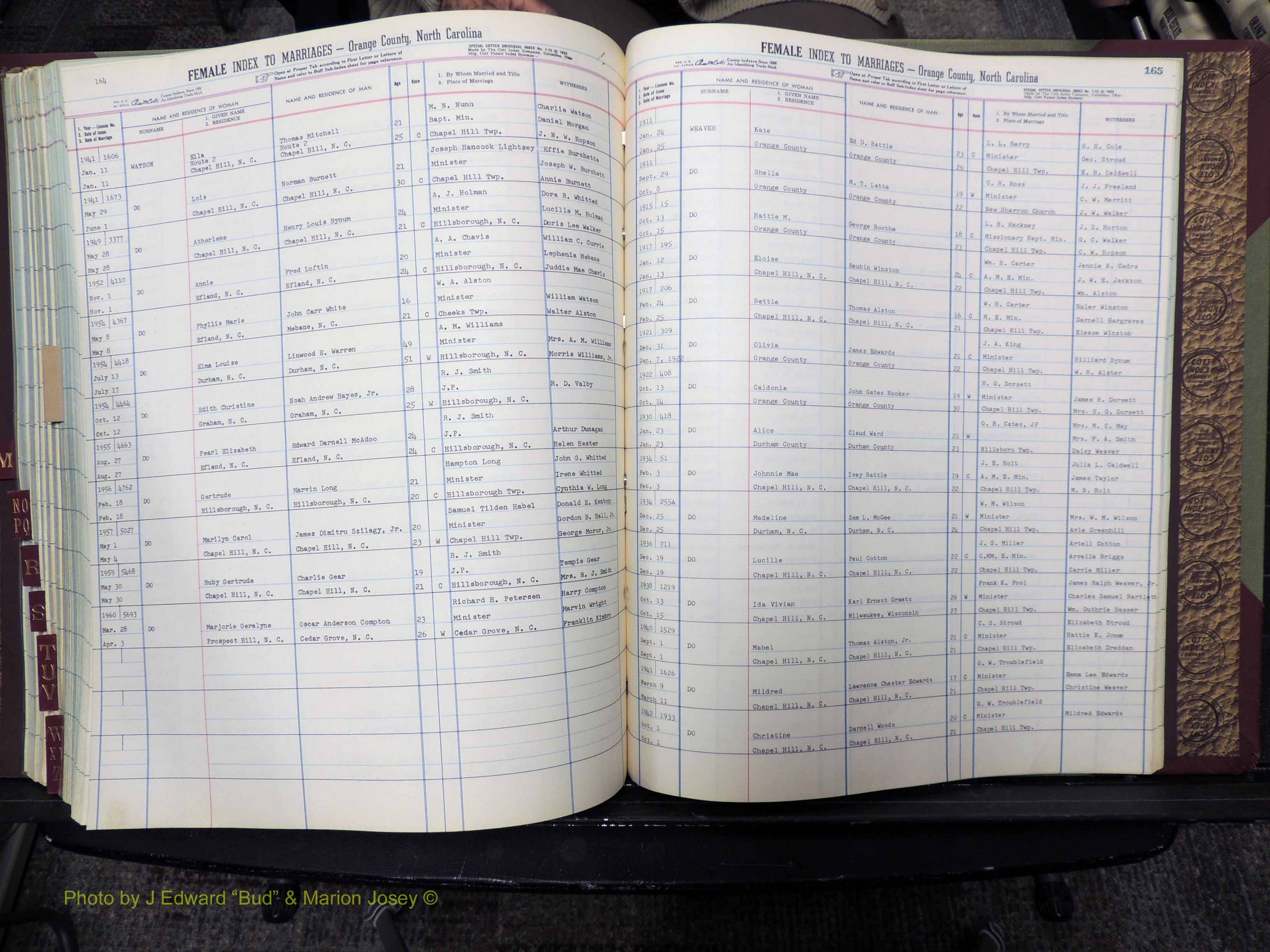 Orange Co, NC, Marriages, Female Index, M-Z, 1911-1964 (289).JPG