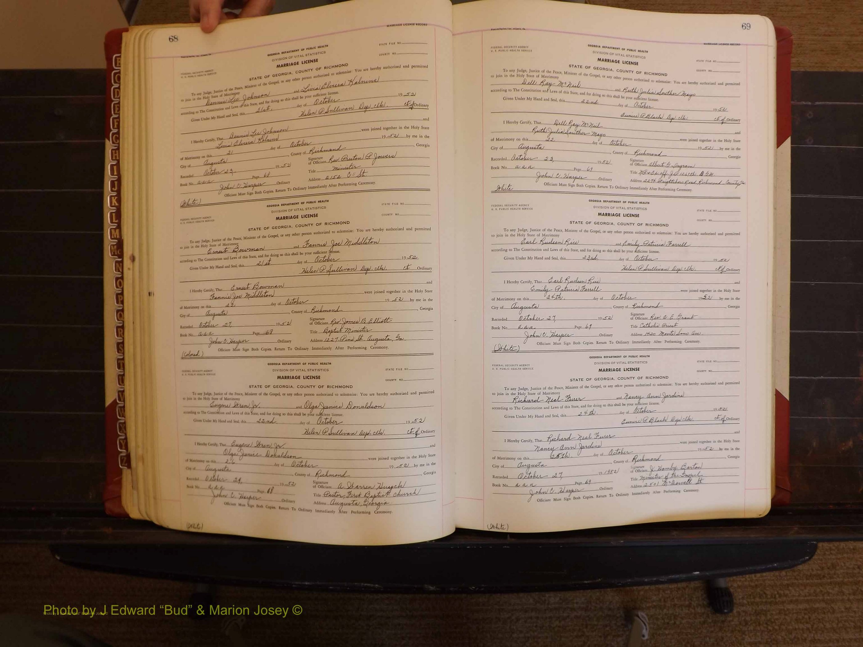 Richmond Marriages, AAA, 1952-1953 P 068-069.JPG
