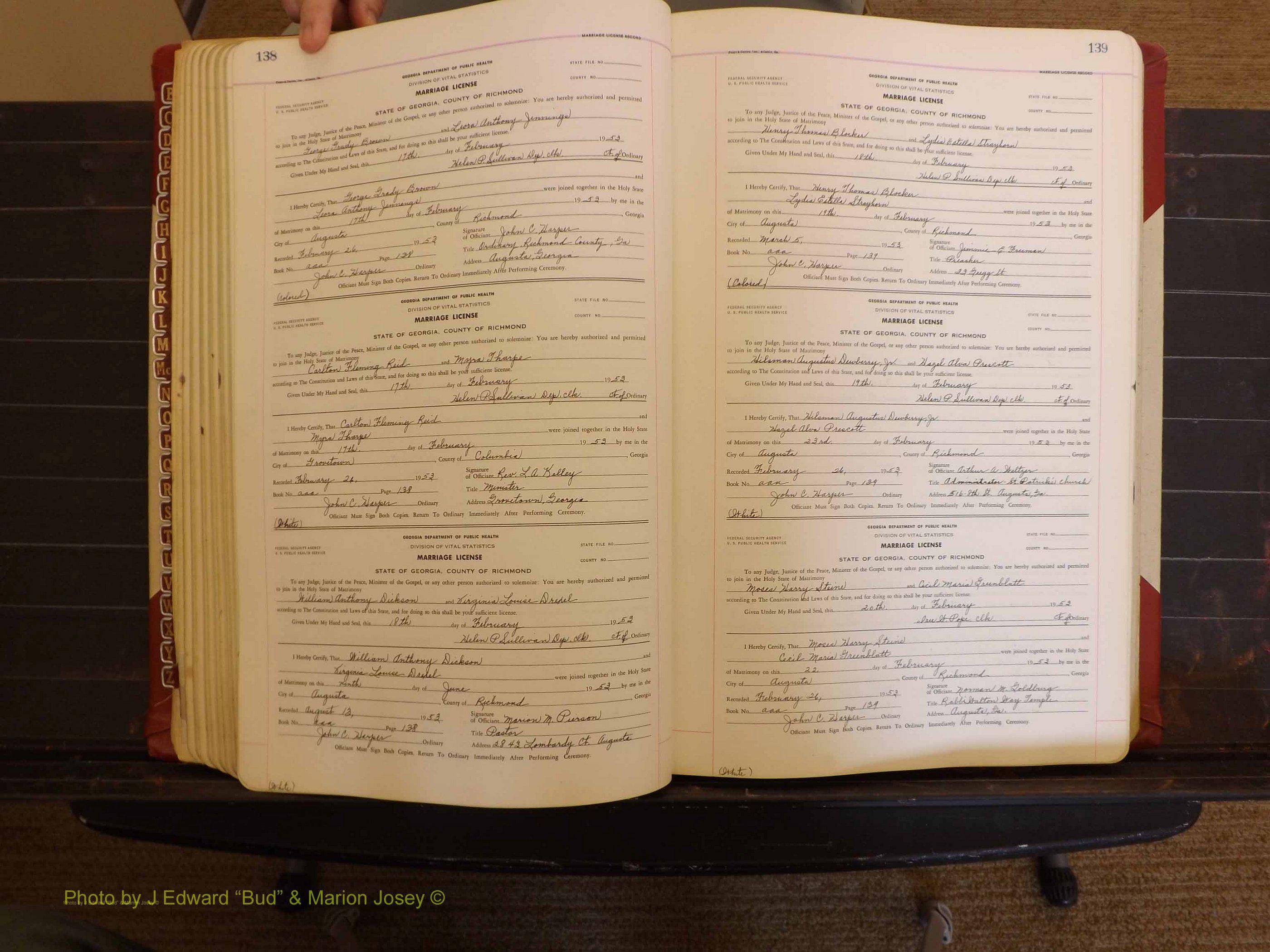 Richmond Marriages, AAA, 1952-1953 P 138-139.JPG