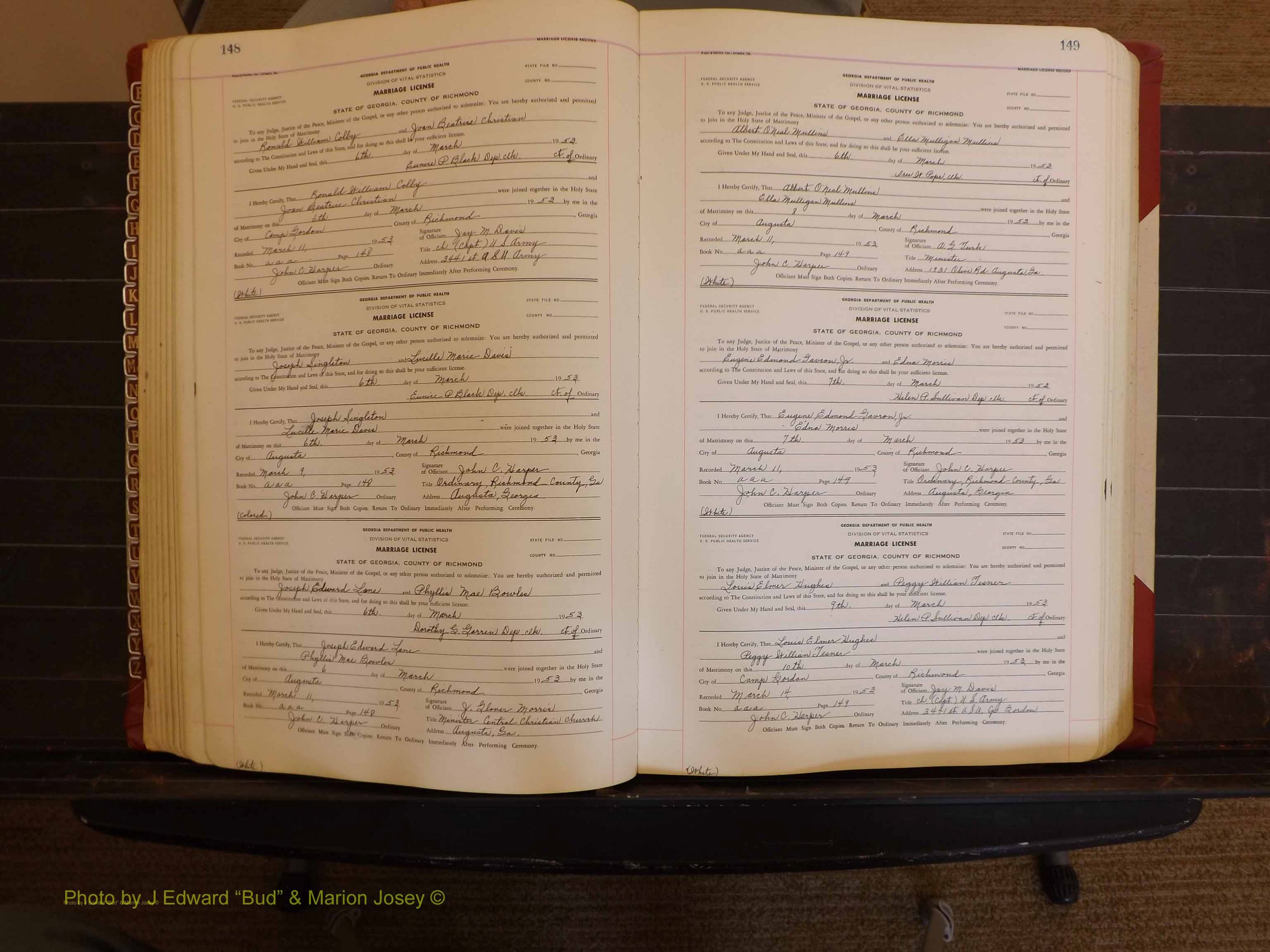 Richmond Marriages, AAA, 1952-1953 P 148-149.JPG