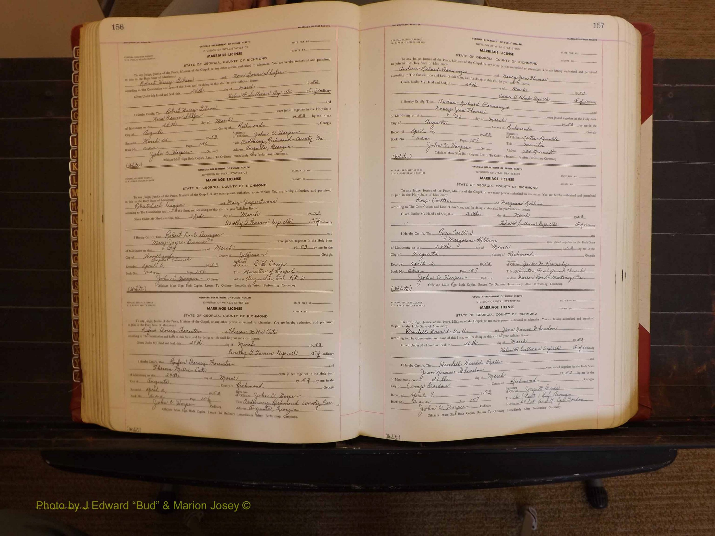 Richmond Marriages, AAA, 1952-1953 P 156-157.JPG