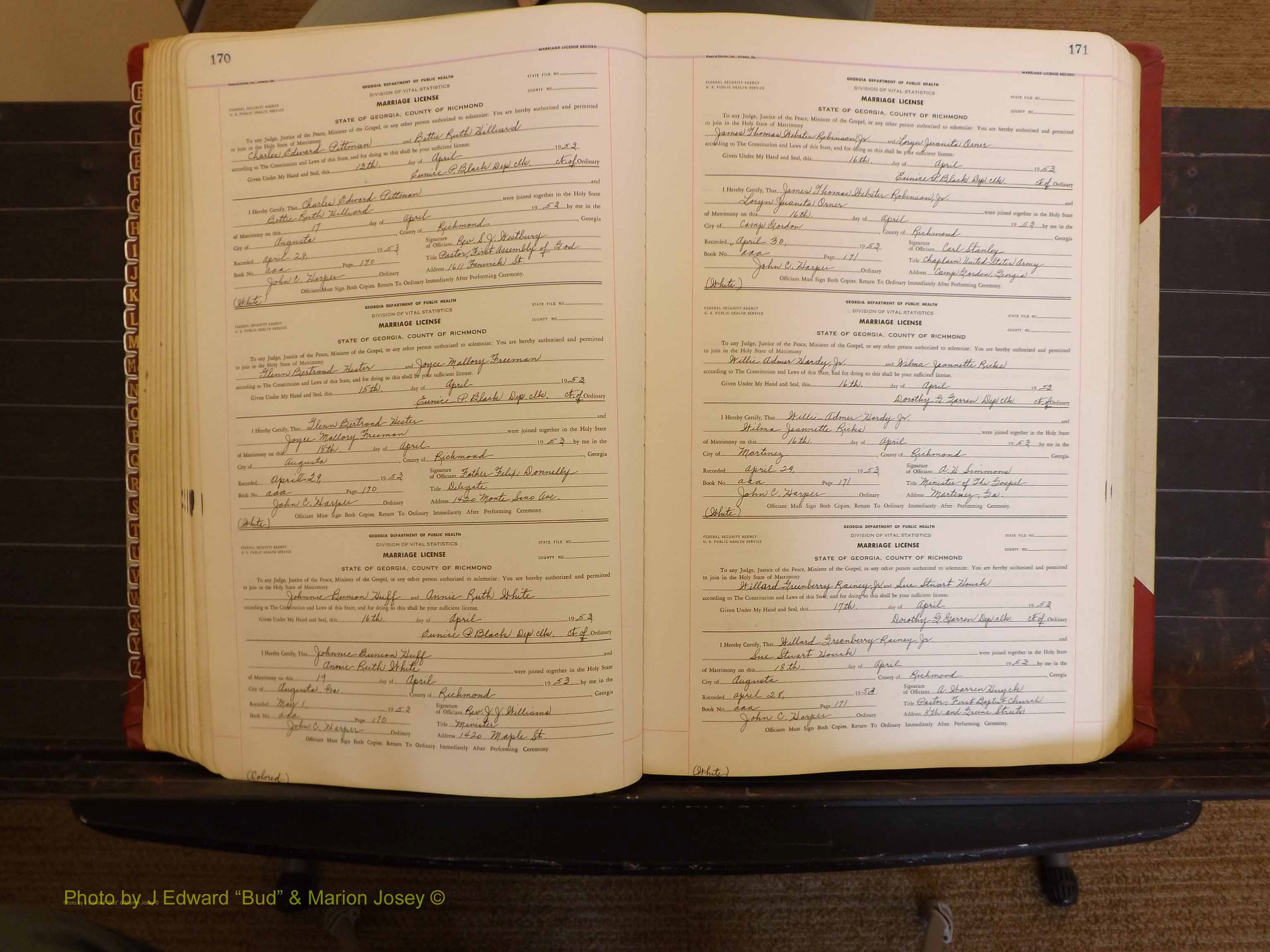 Richmond Marriages, AAA, 1952-1953 P 170-171.JPG