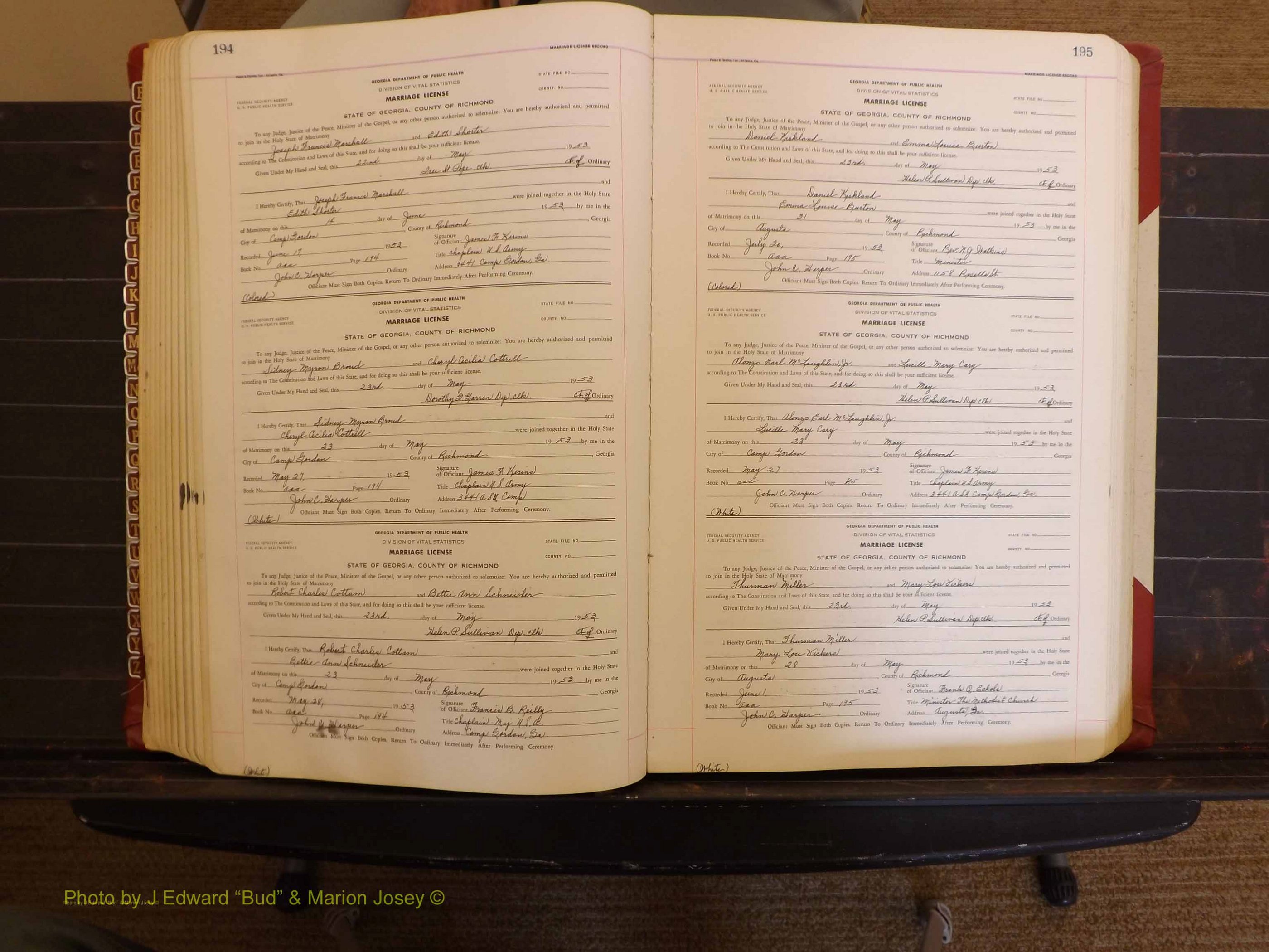 Richmond Marriages, AAA, 1952-1953 P 194-195.JPG