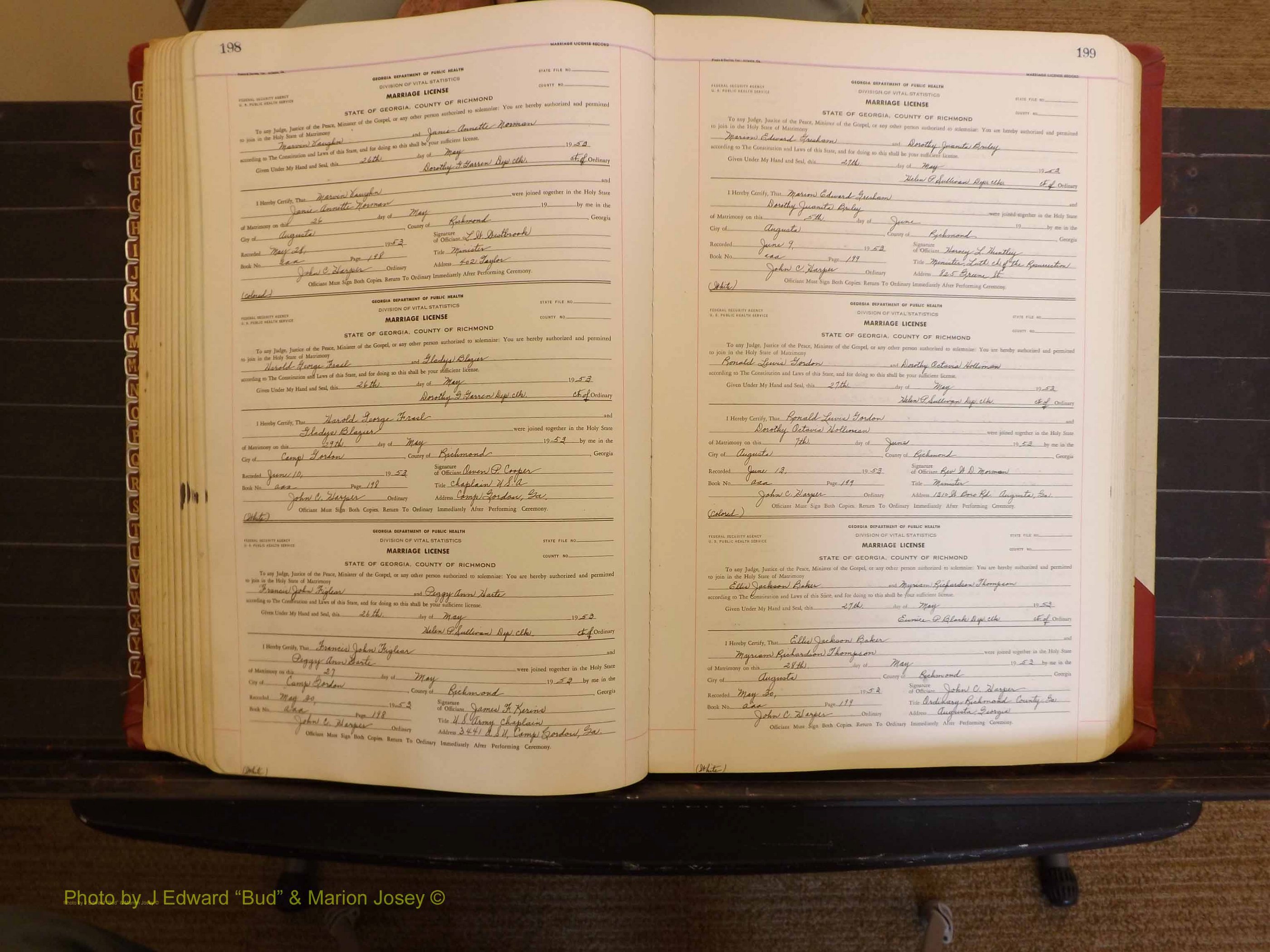 Richmond Marriages, AAA, 1952-1953 P 198-199.JPG