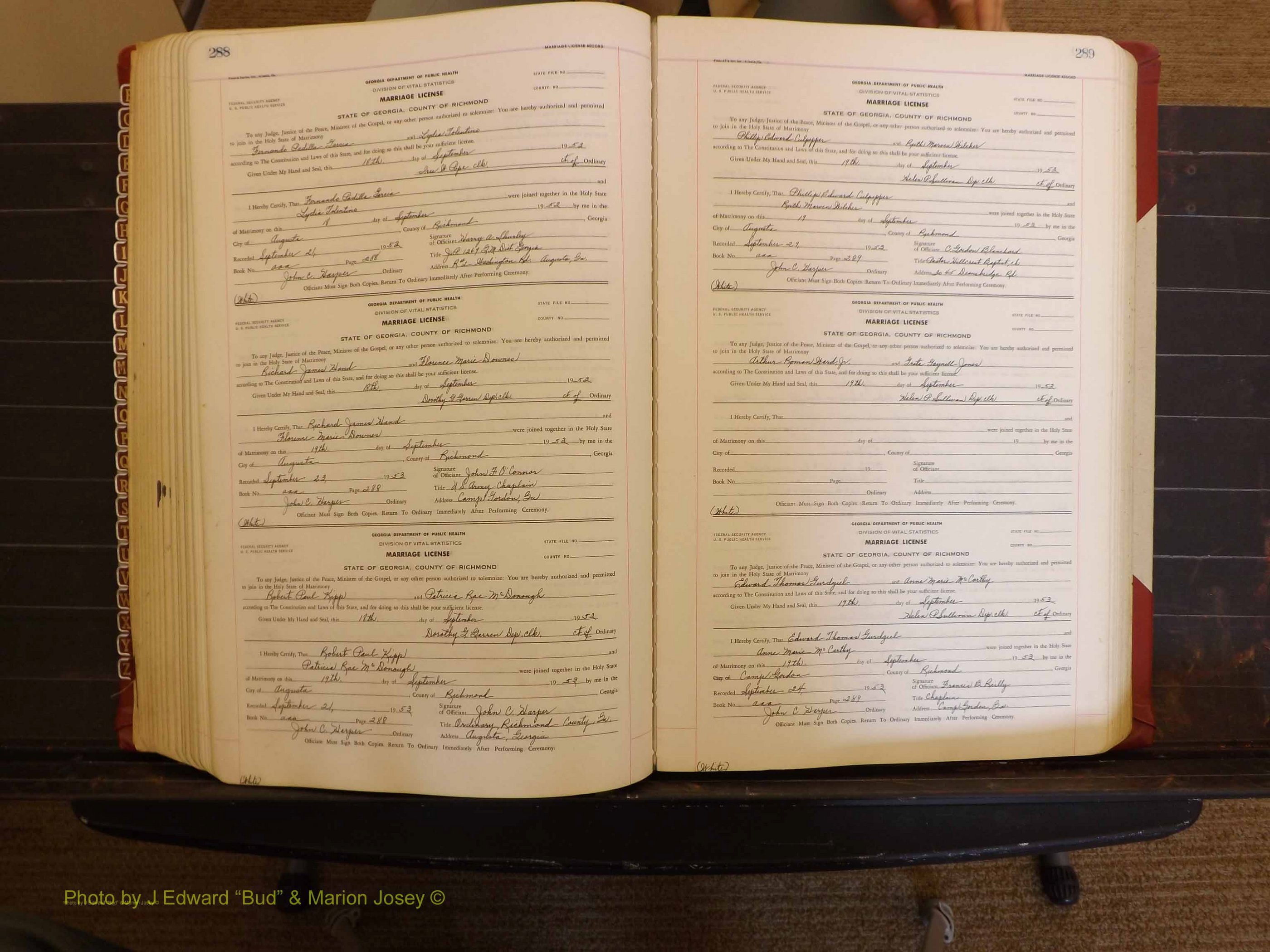 Richmond Marriages, AAA, 1952-1953 P 288-289.JPG