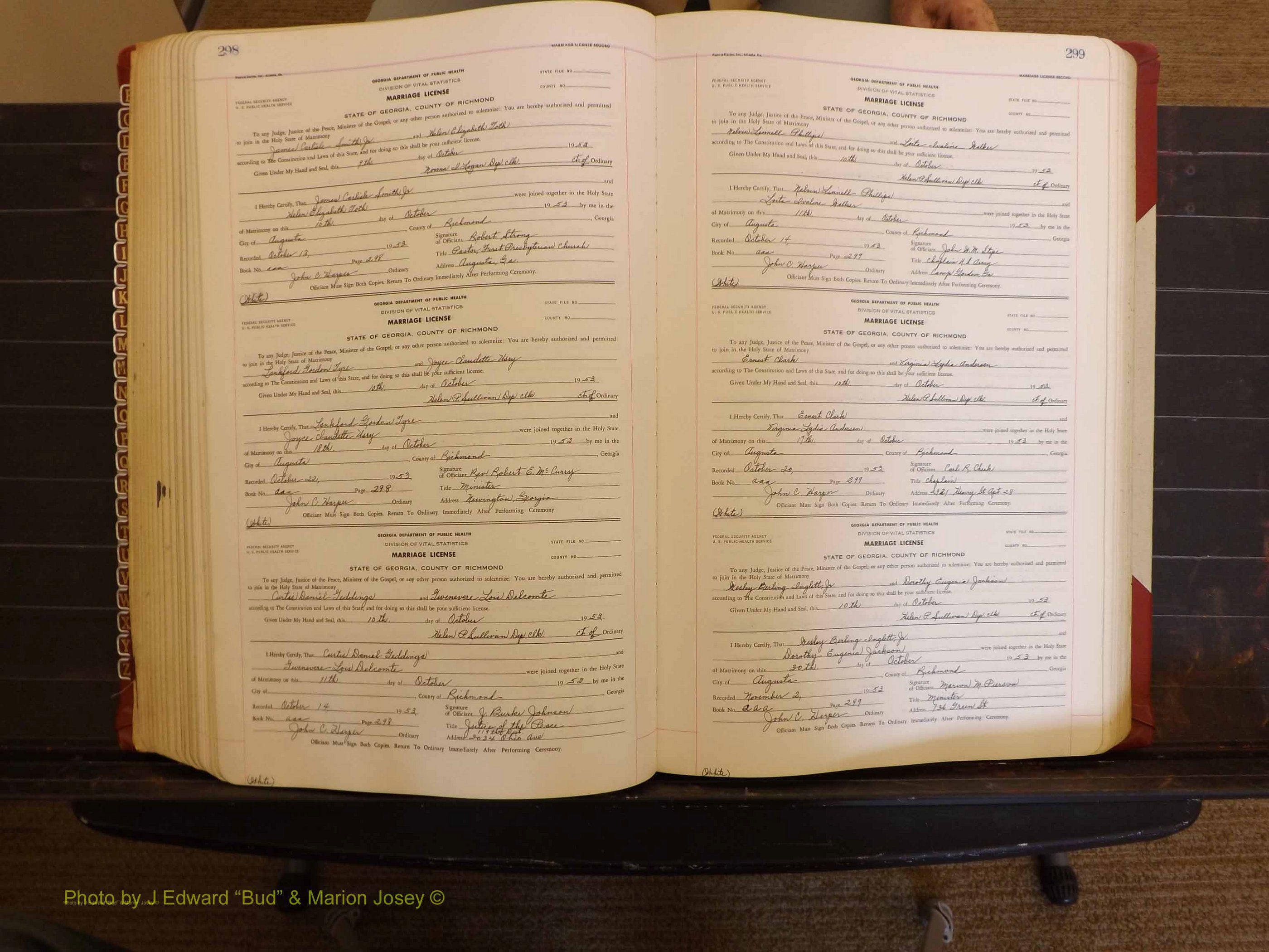 Richmond Marriages, AAA, 1952-1953 P 298-299.JPG