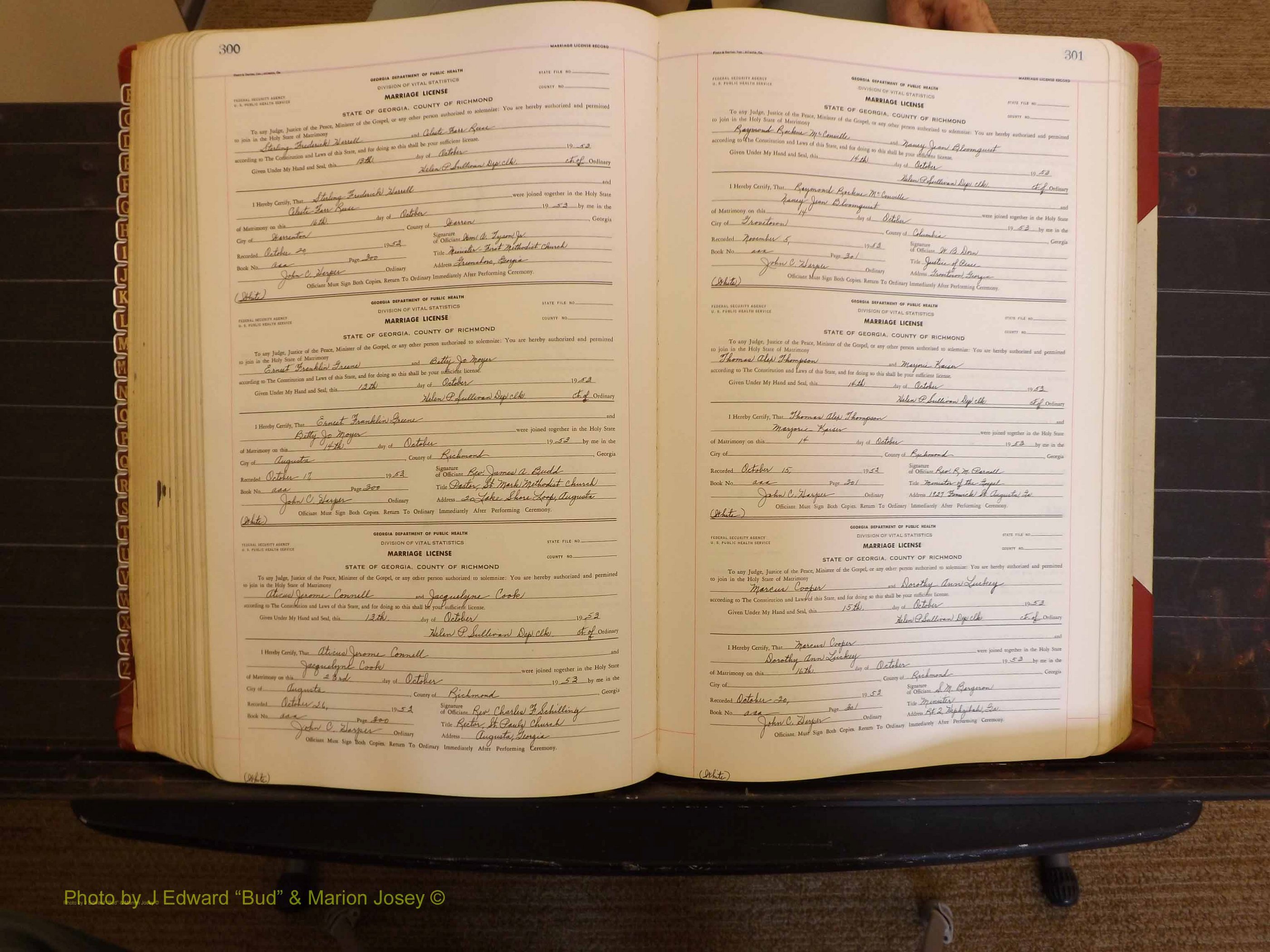 Richmond Marriages, AAA, 1952-1953 P 300-301.JPG