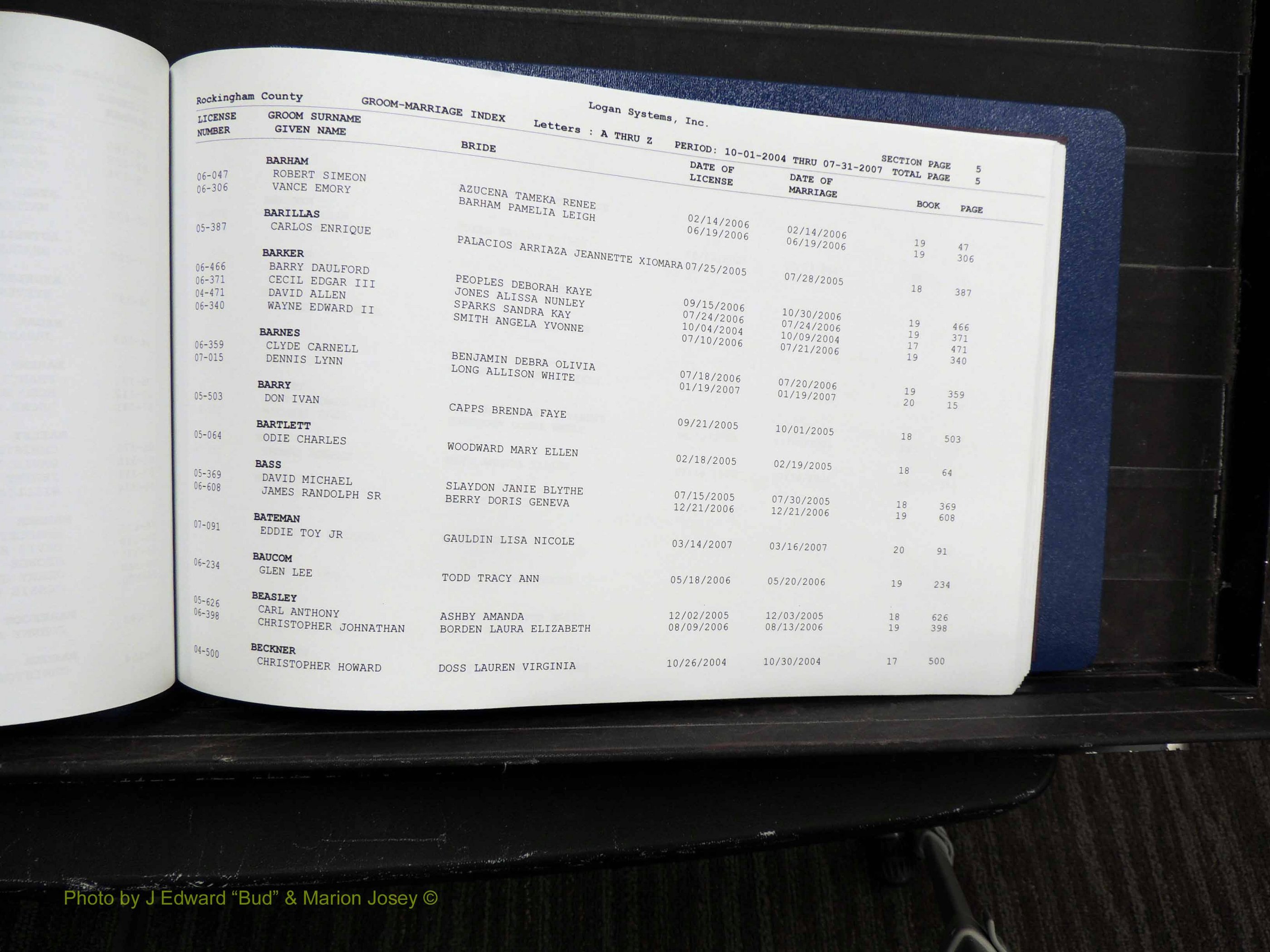 Rockingham Co, NC, Marriages, Male, A-Z, 2004-2012 (107).JPG