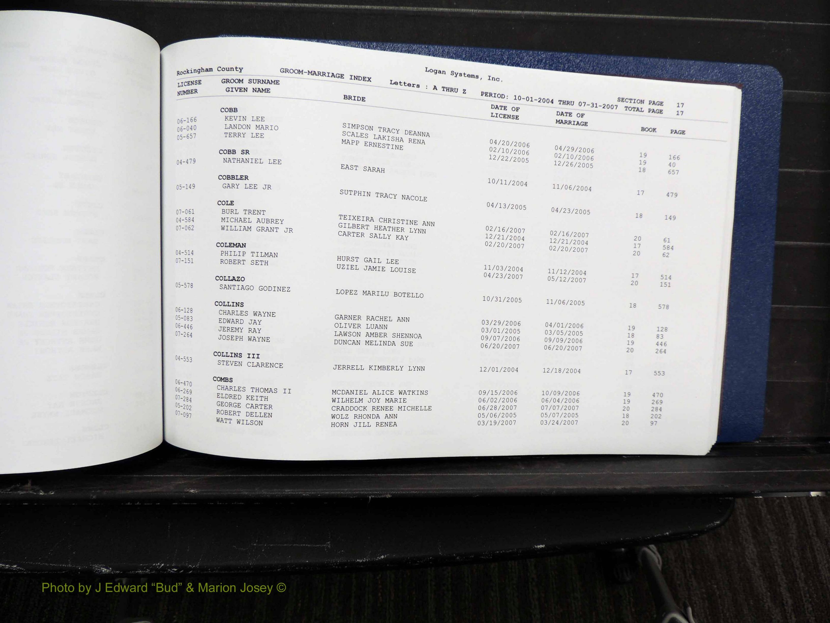 Rockingham Co, NC, Marriages, Male, A-Z, 2004-2012 (119).JPG