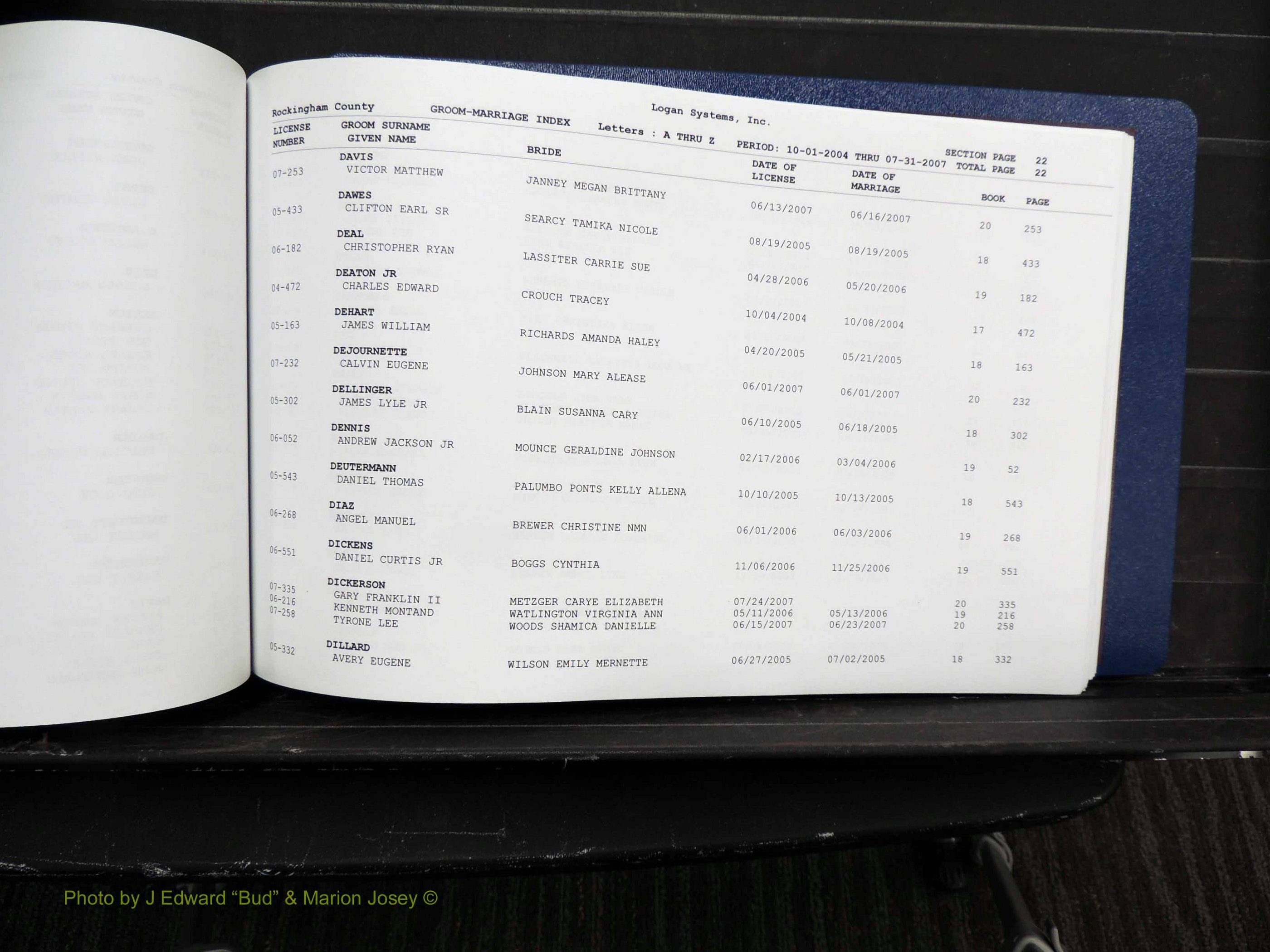 Rockingham Co, NC, Marriages, Male, A-Z, 2004-2012 (124).JPG