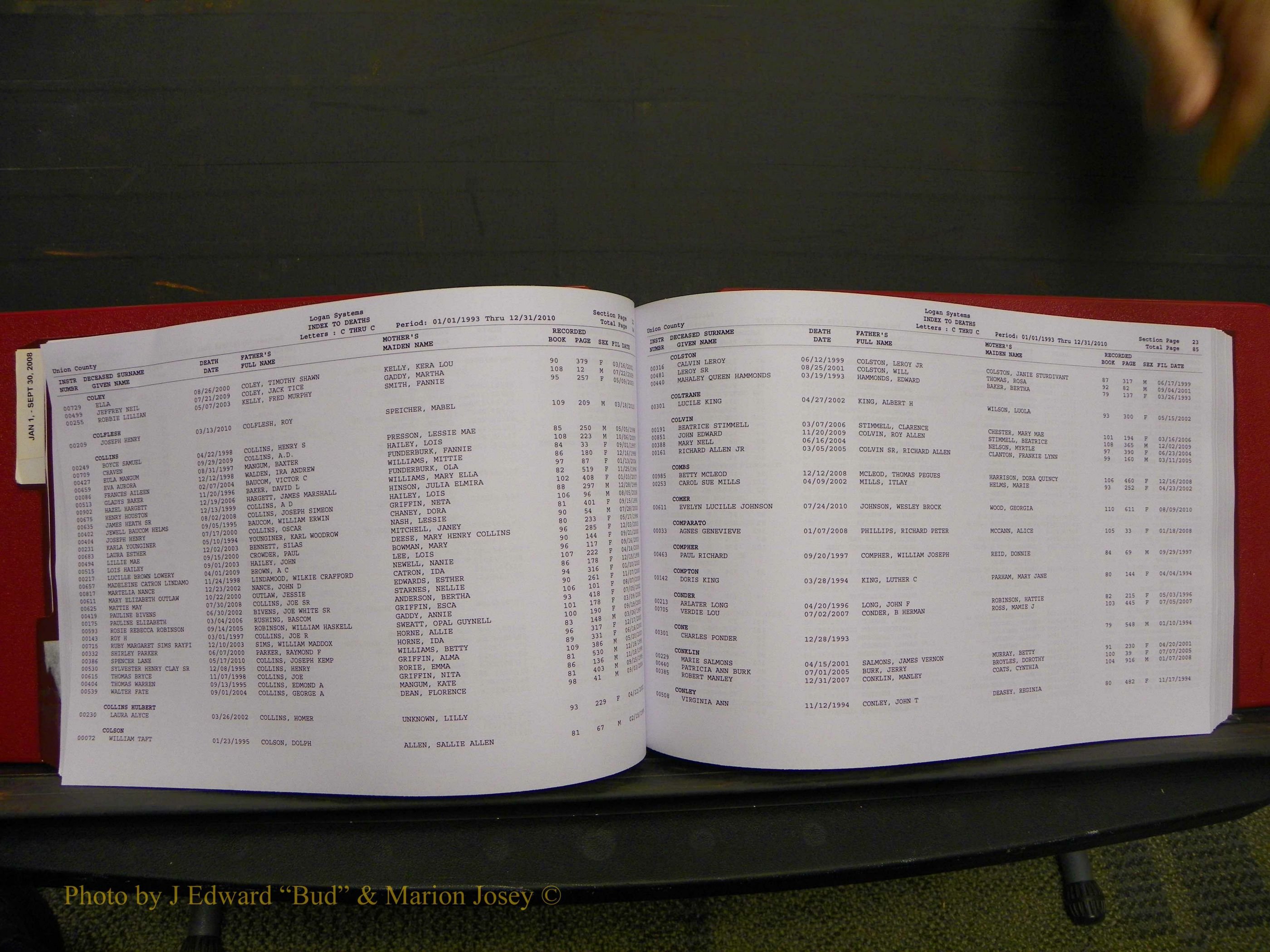 Union Co, NC Deaths, A-Z, 1993-2010 (61).JPG