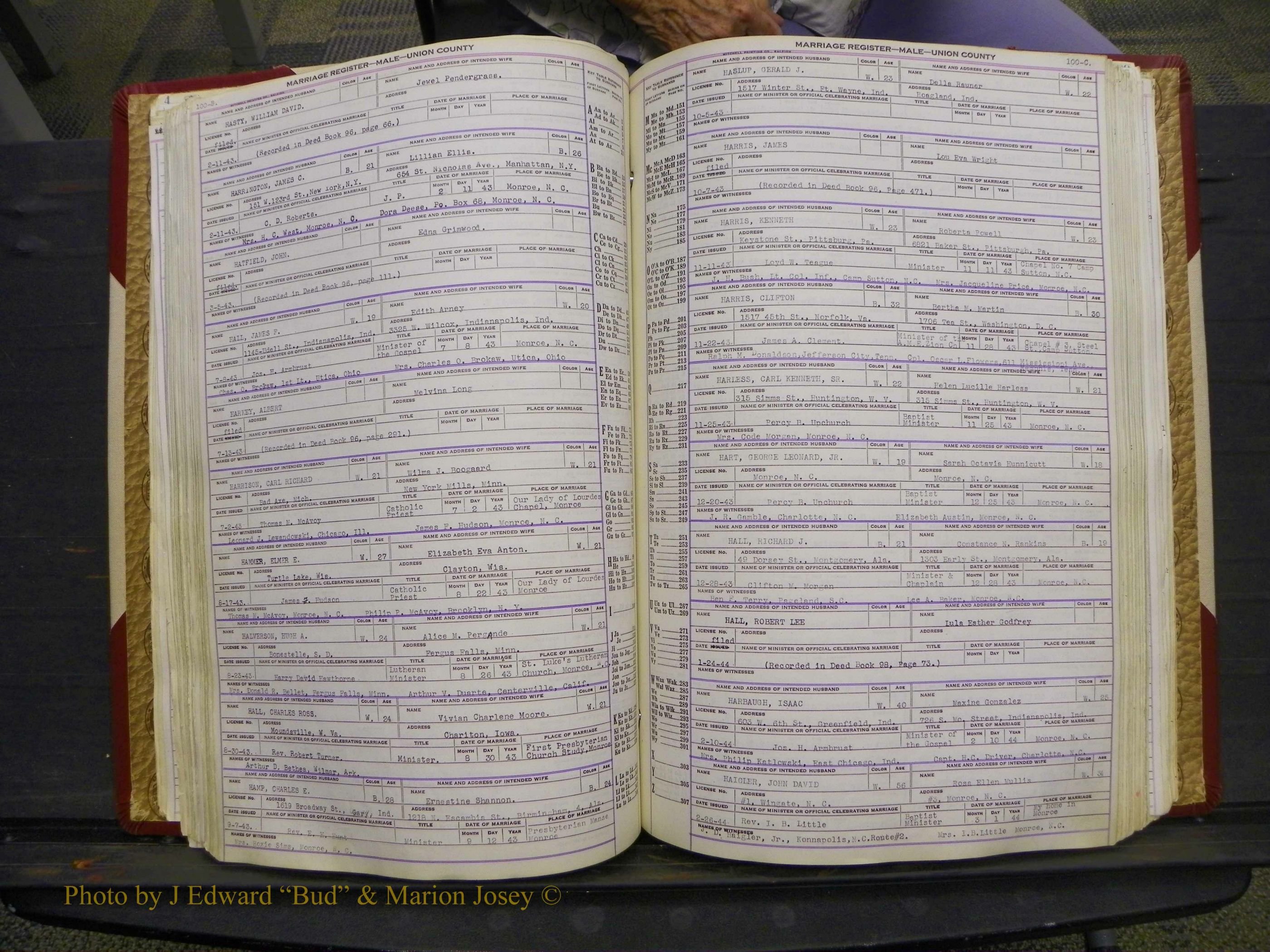 Union Co, NC Marriage Book 10, A-Z, 1937-1965 (124).JPG
