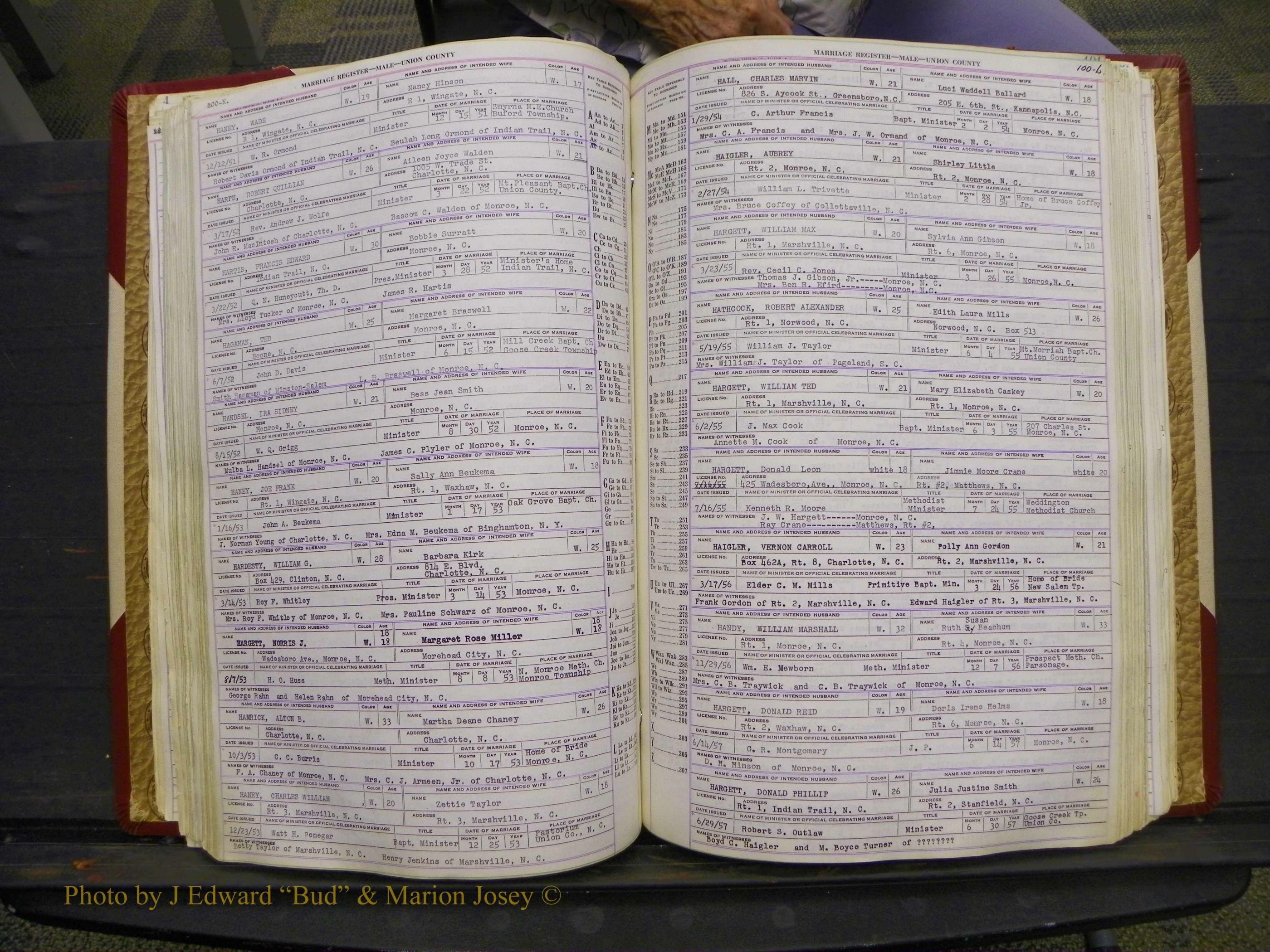 Union Co, NC Marriage Book 10, A-Z, 1937-1965 (129).JPG