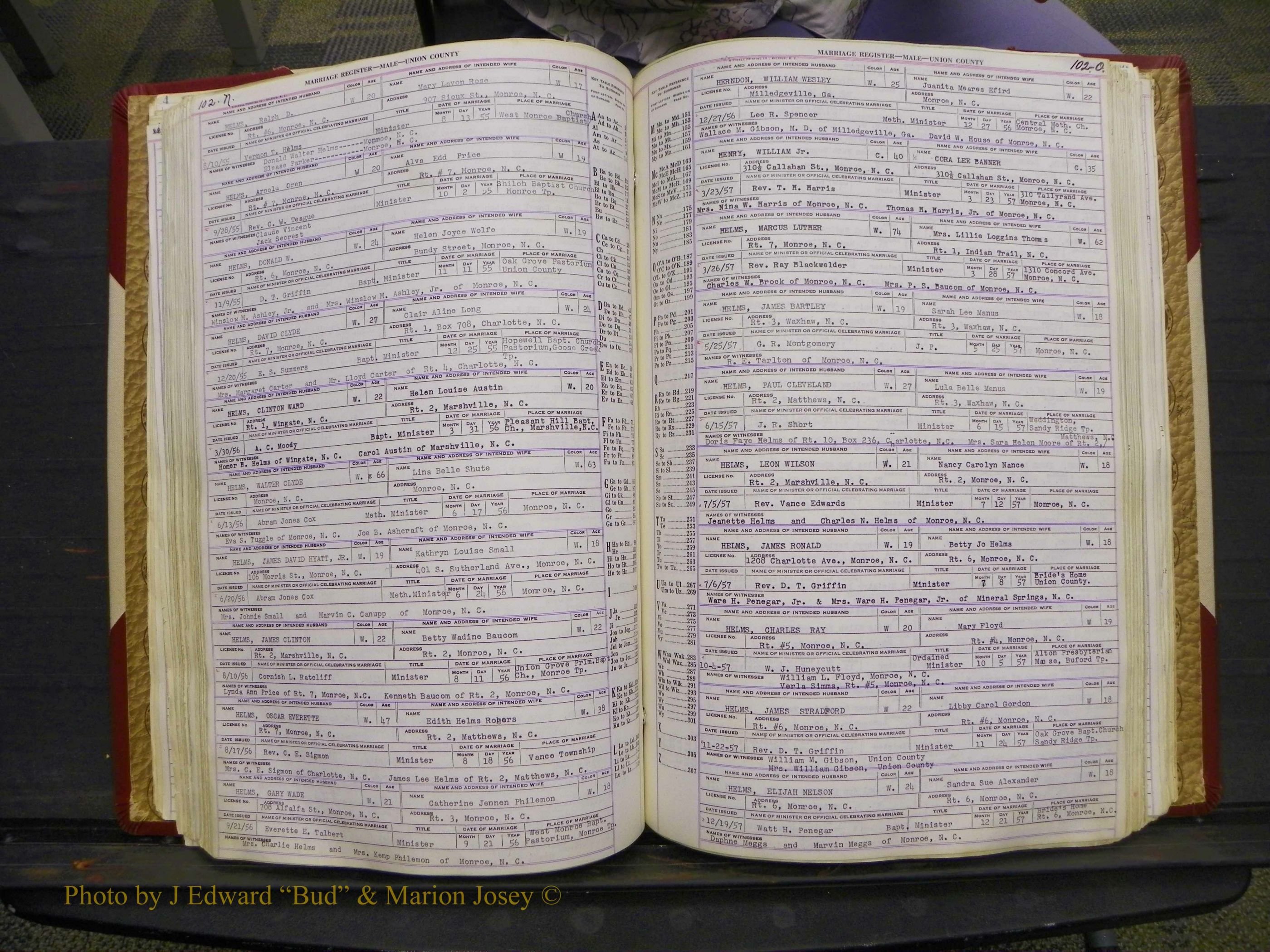 Union Co, NC Marriage Book 10, A-Z, 1937-1965 (141).JPG