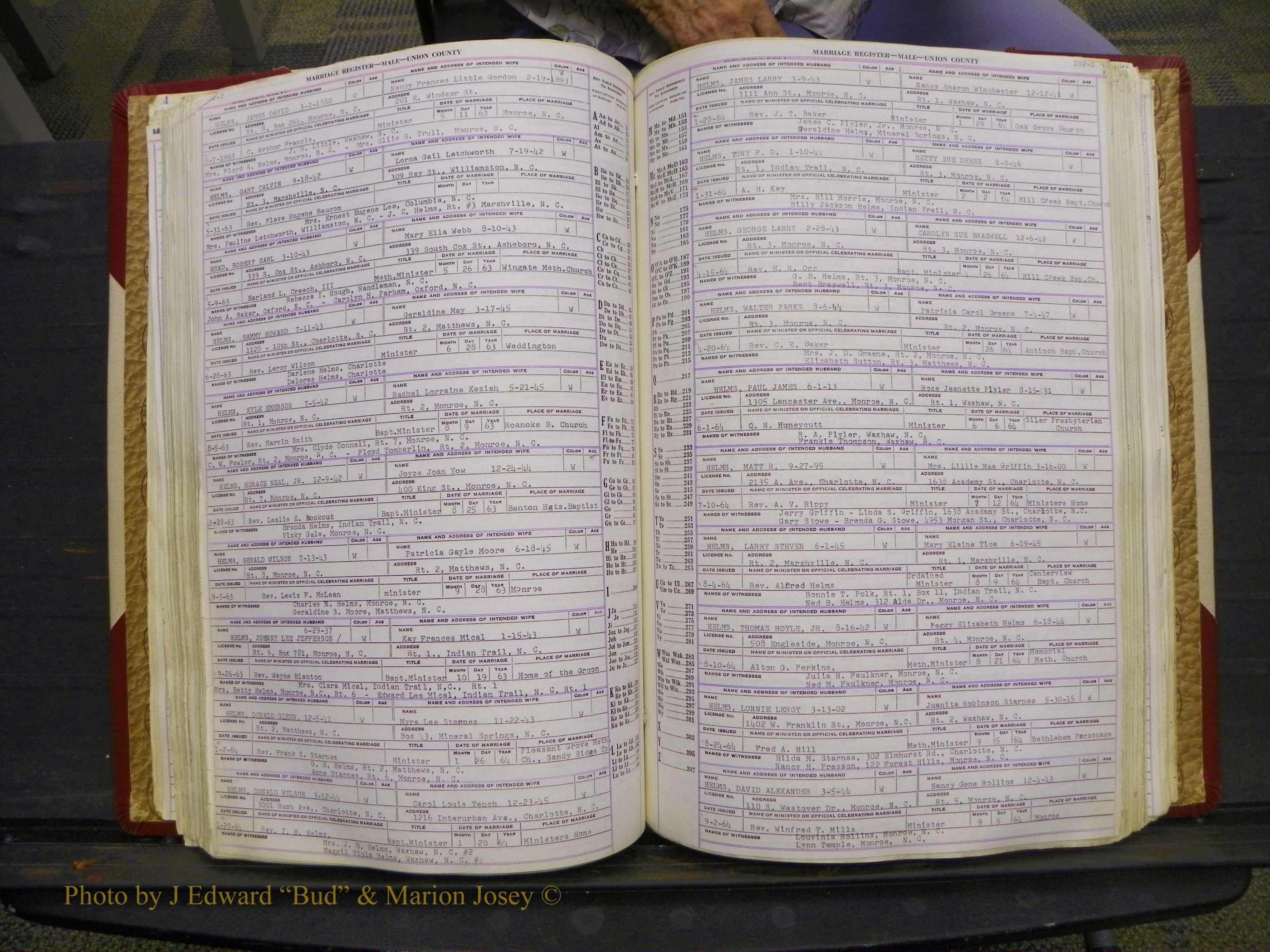 Union Co, NC Marriage Book 10, A-Z, 1937-1965 (145).JPG