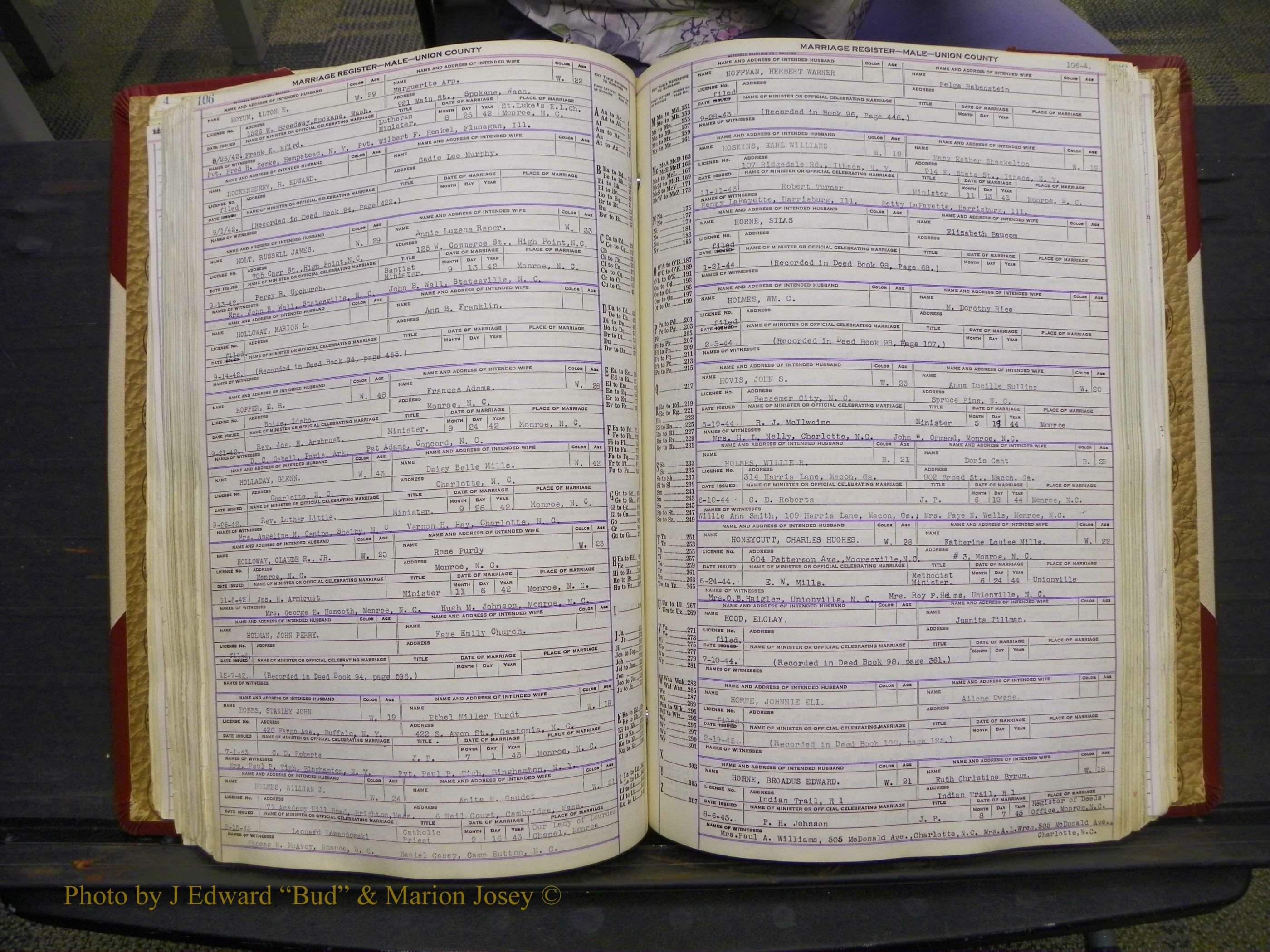 Union Co, NC Marriage Book 10, A-Z, 1937-1965 (150).JPG