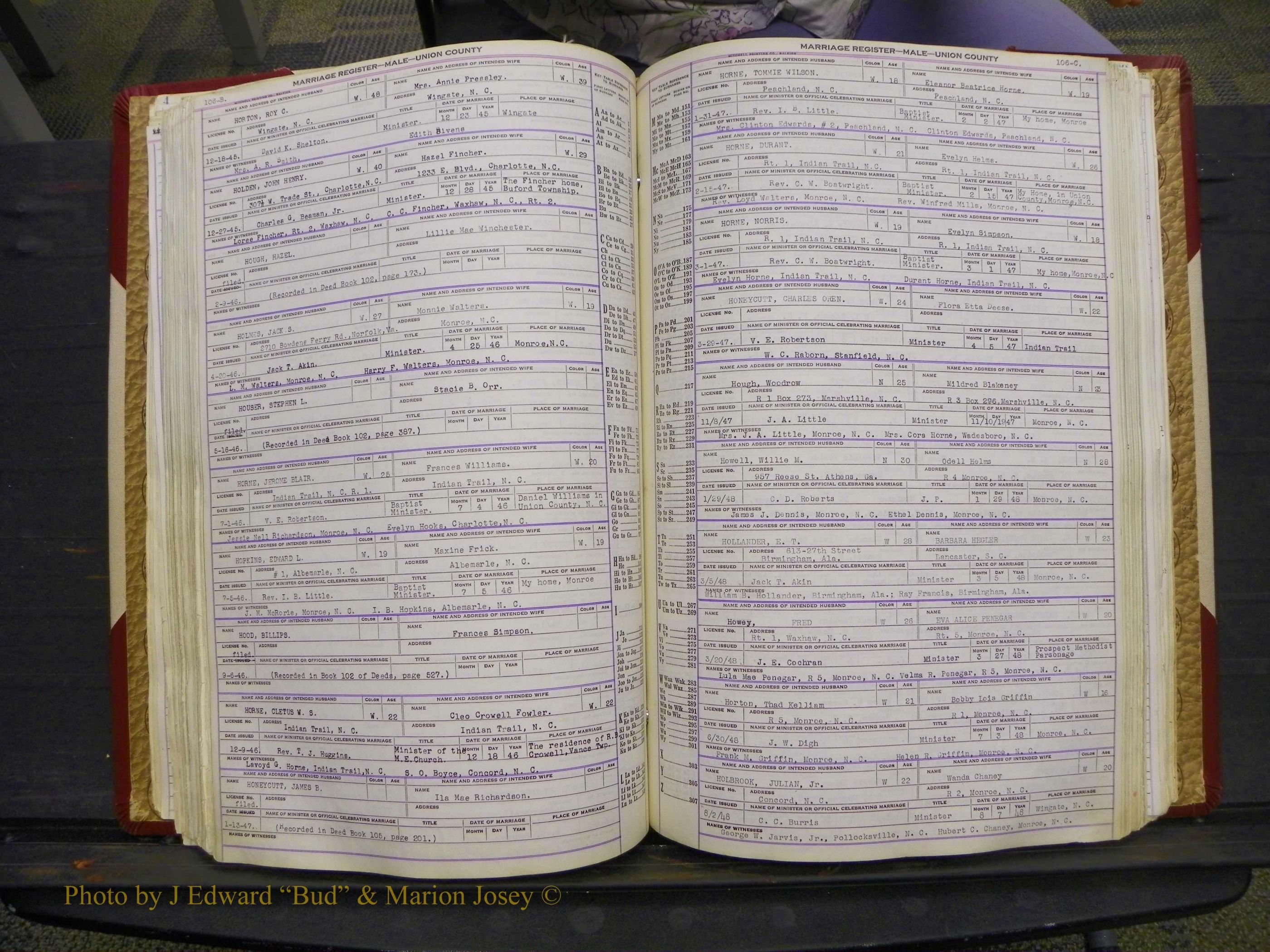 Union Co, NC Marriage Book 10, A-Z, 1937-1965 (152).JPG