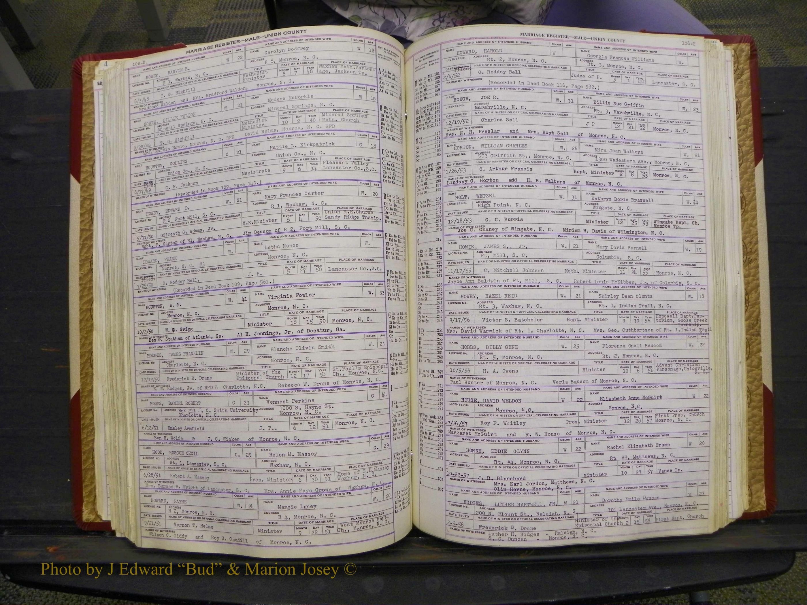 Union Co, NC Marriage Book 10, A-Z, 1937-1965 (154).JPG