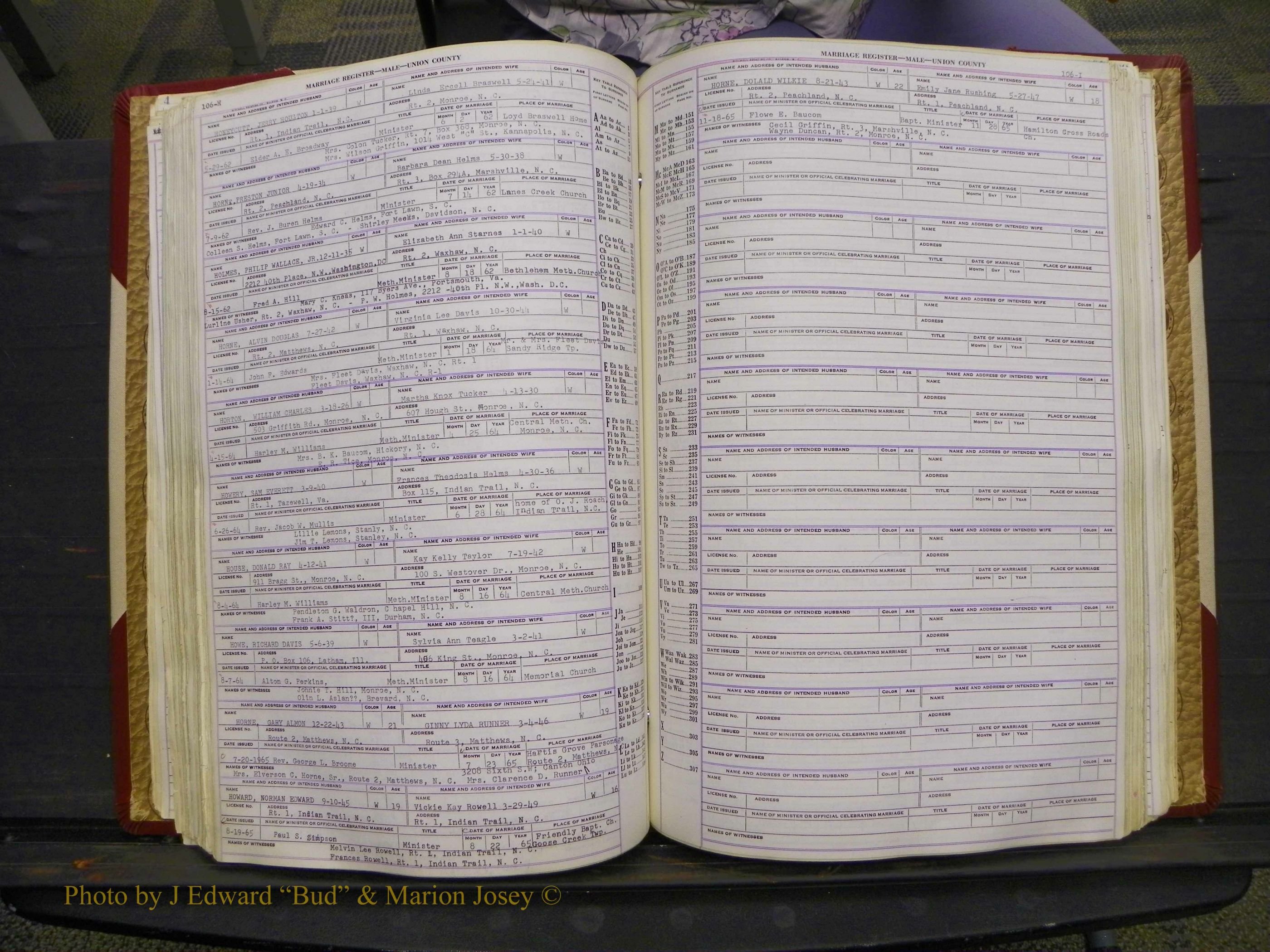 Union Co, NC Marriage Book 10, A-Z, 1937-1965 (155).JPG