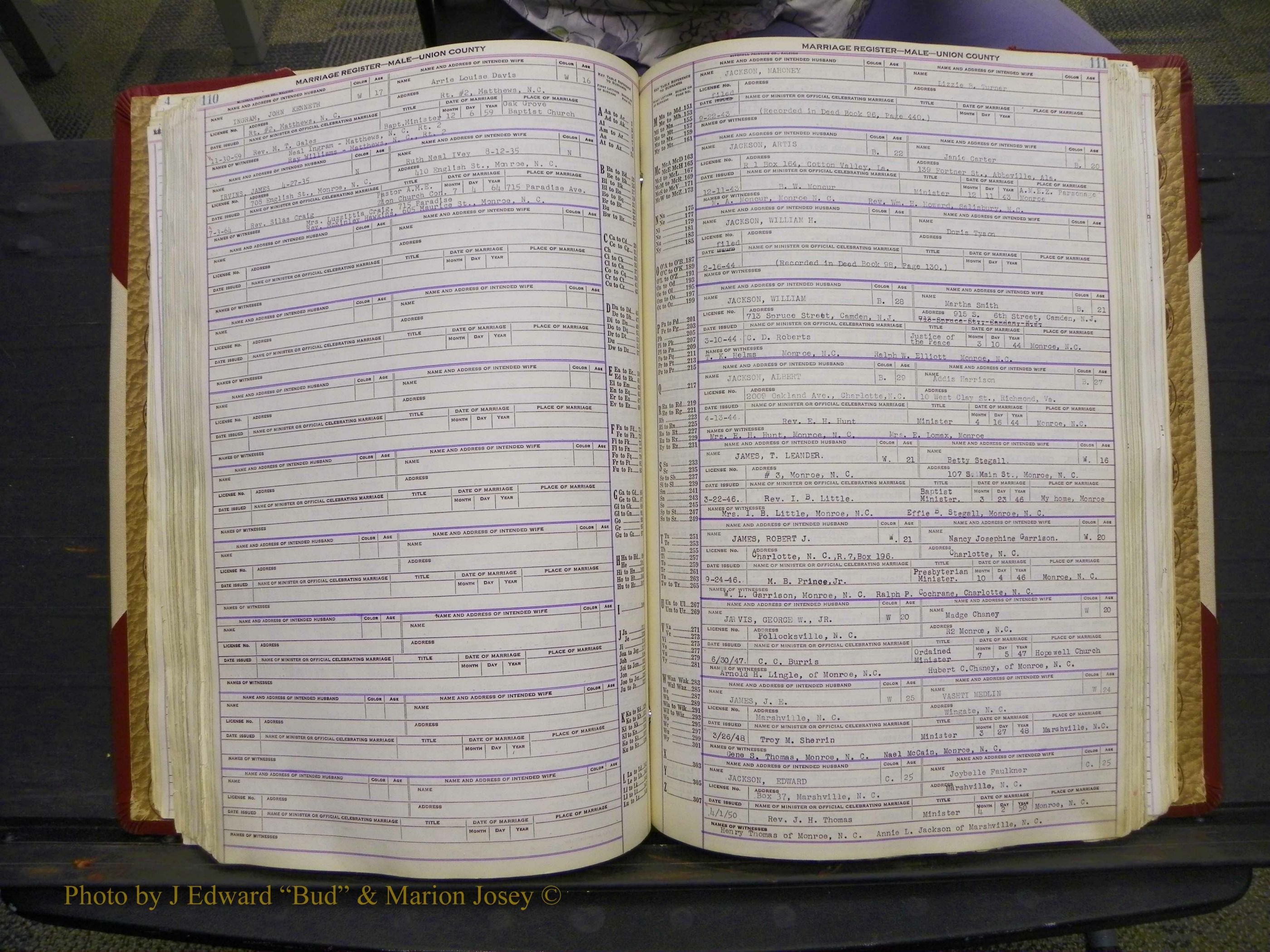 Union Co, NC Marriage Book 10, A-Z, 1937-1965 (160).JPG