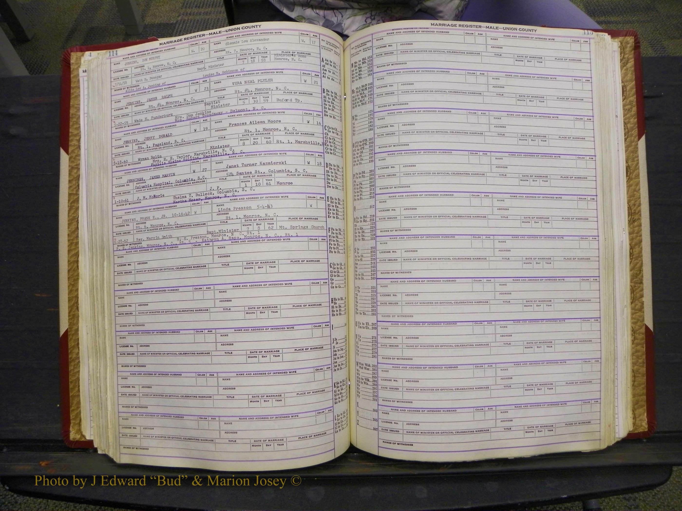 Union Co, NC Marriage Book 10, A-Z, 1937-1965 (162).JPG