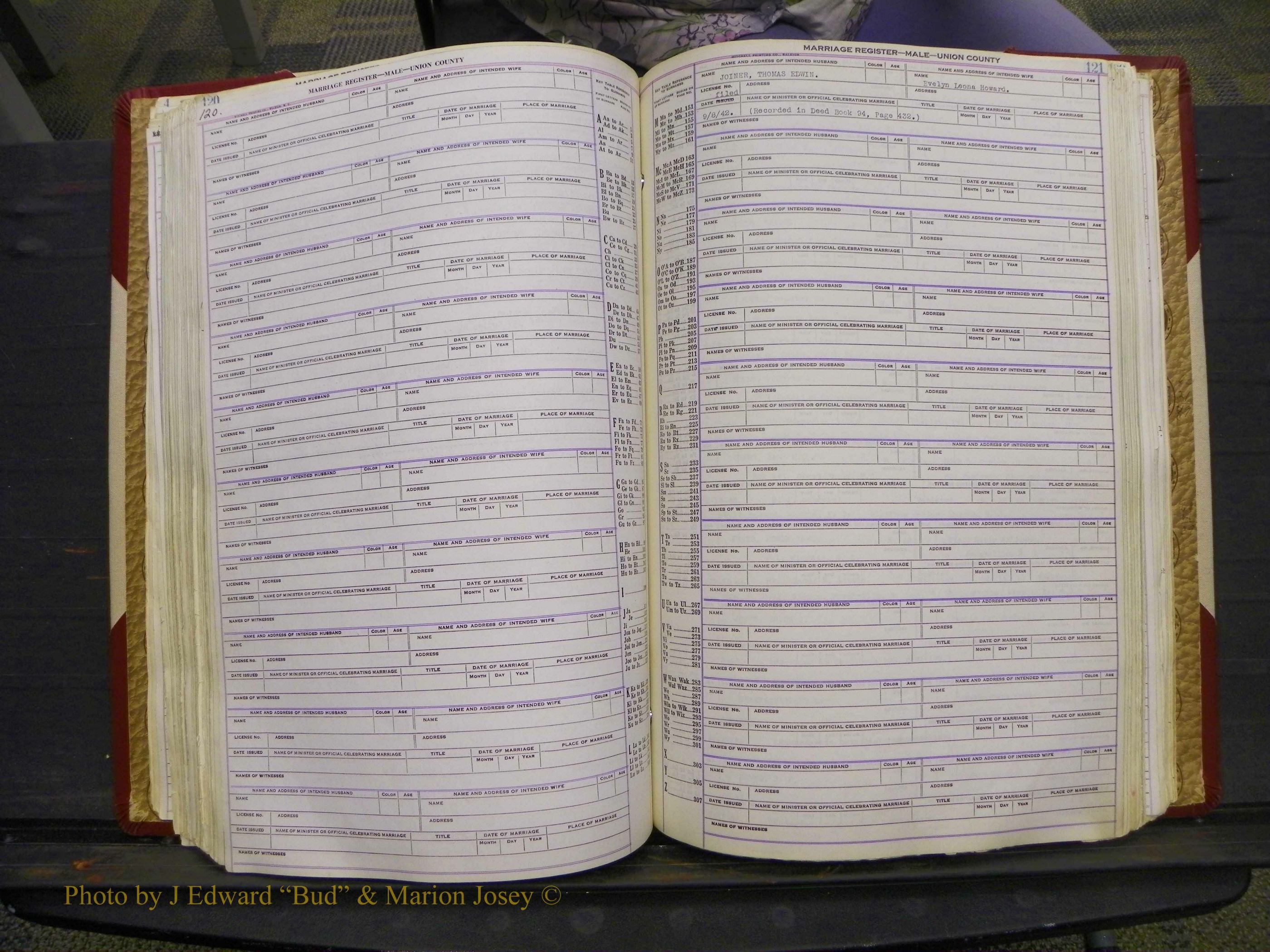 Union Co, NC Marriage Book 10, A-Z, 1937-1965 (166).JPG