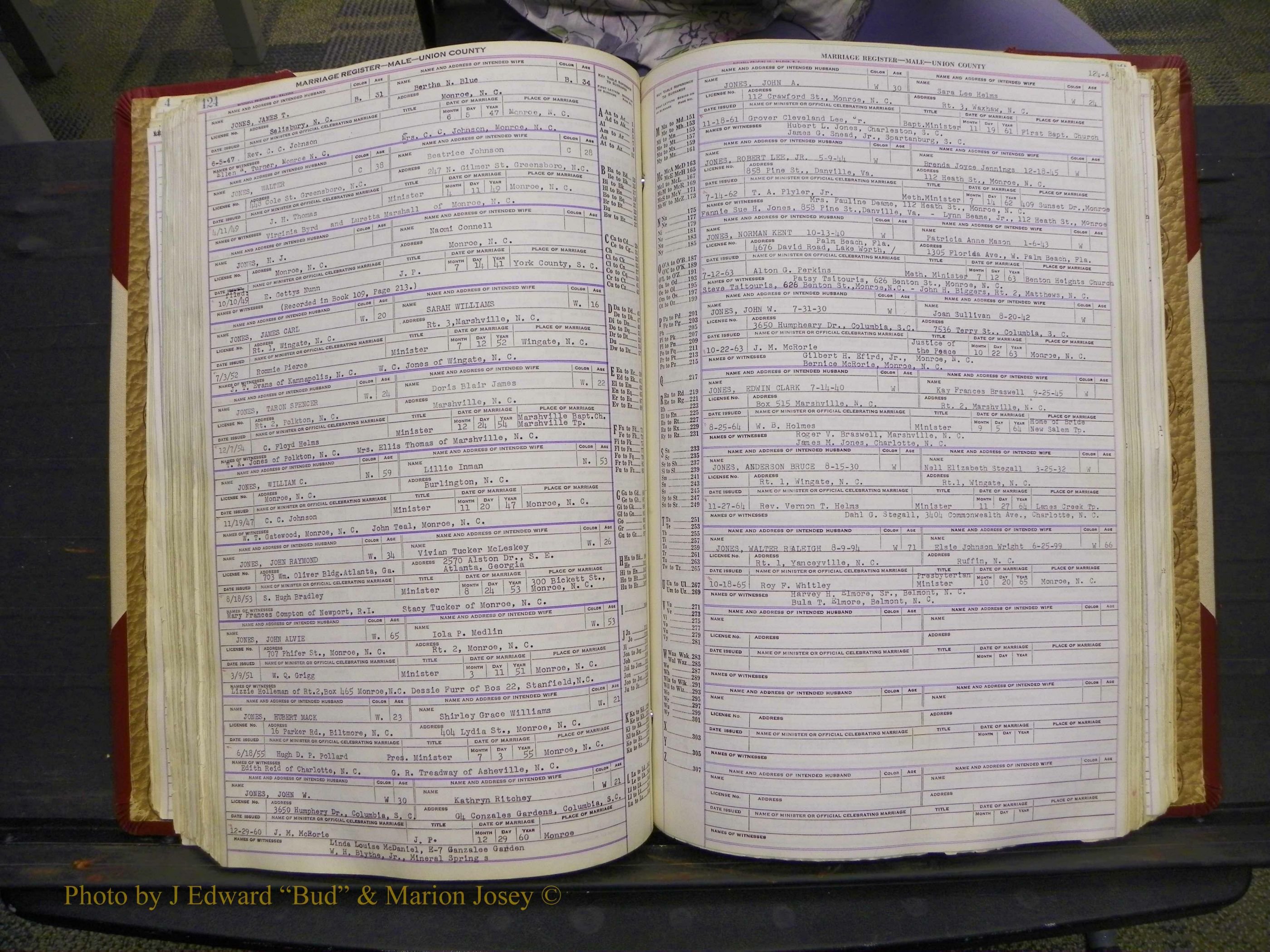 Union Co, NC Marriage Book 10, A-Z, 1937-1965 (168).JPG