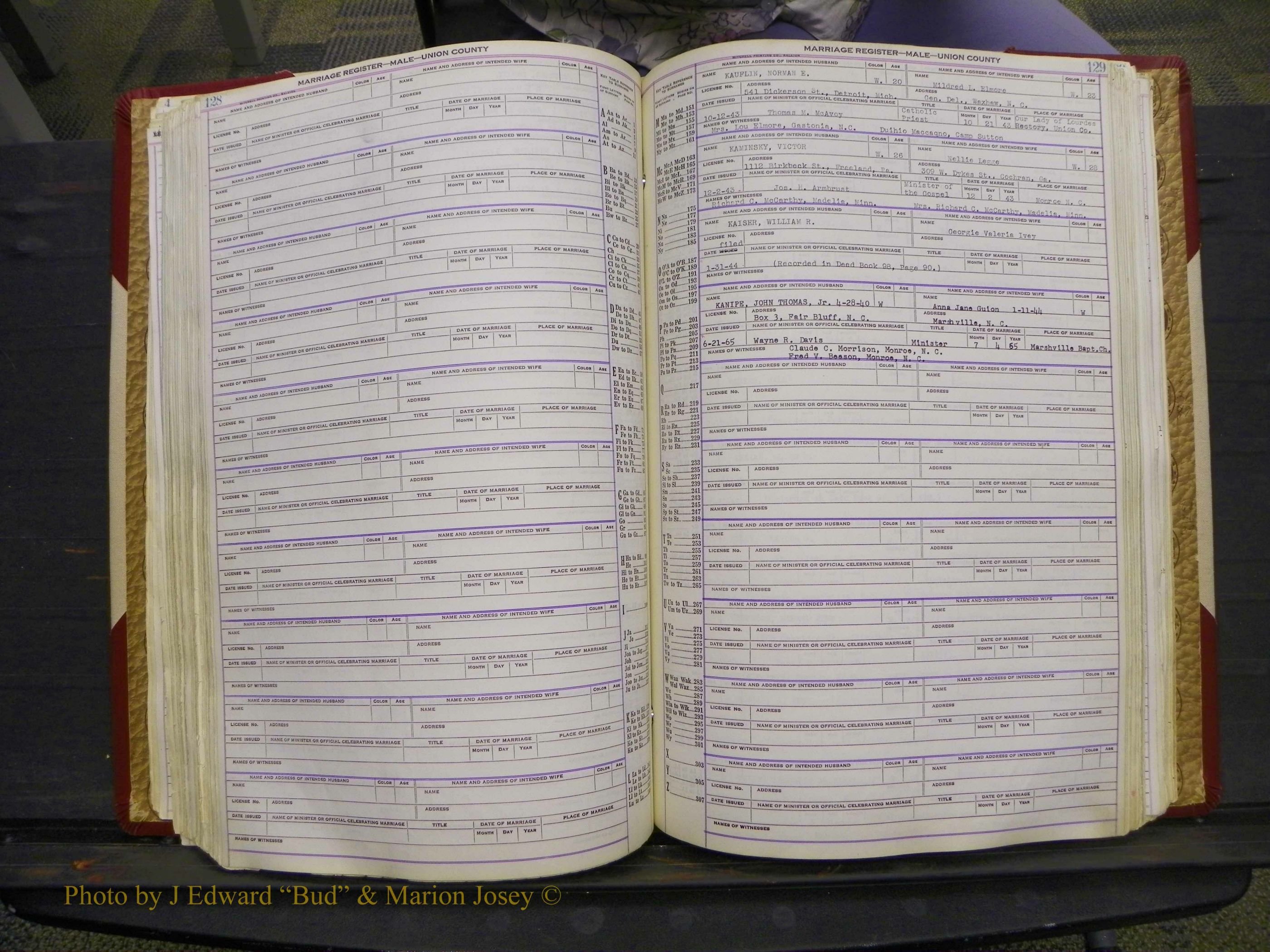 Union Co, NC Marriage Book 10, A-Z, 1937-1965 (172).JPG