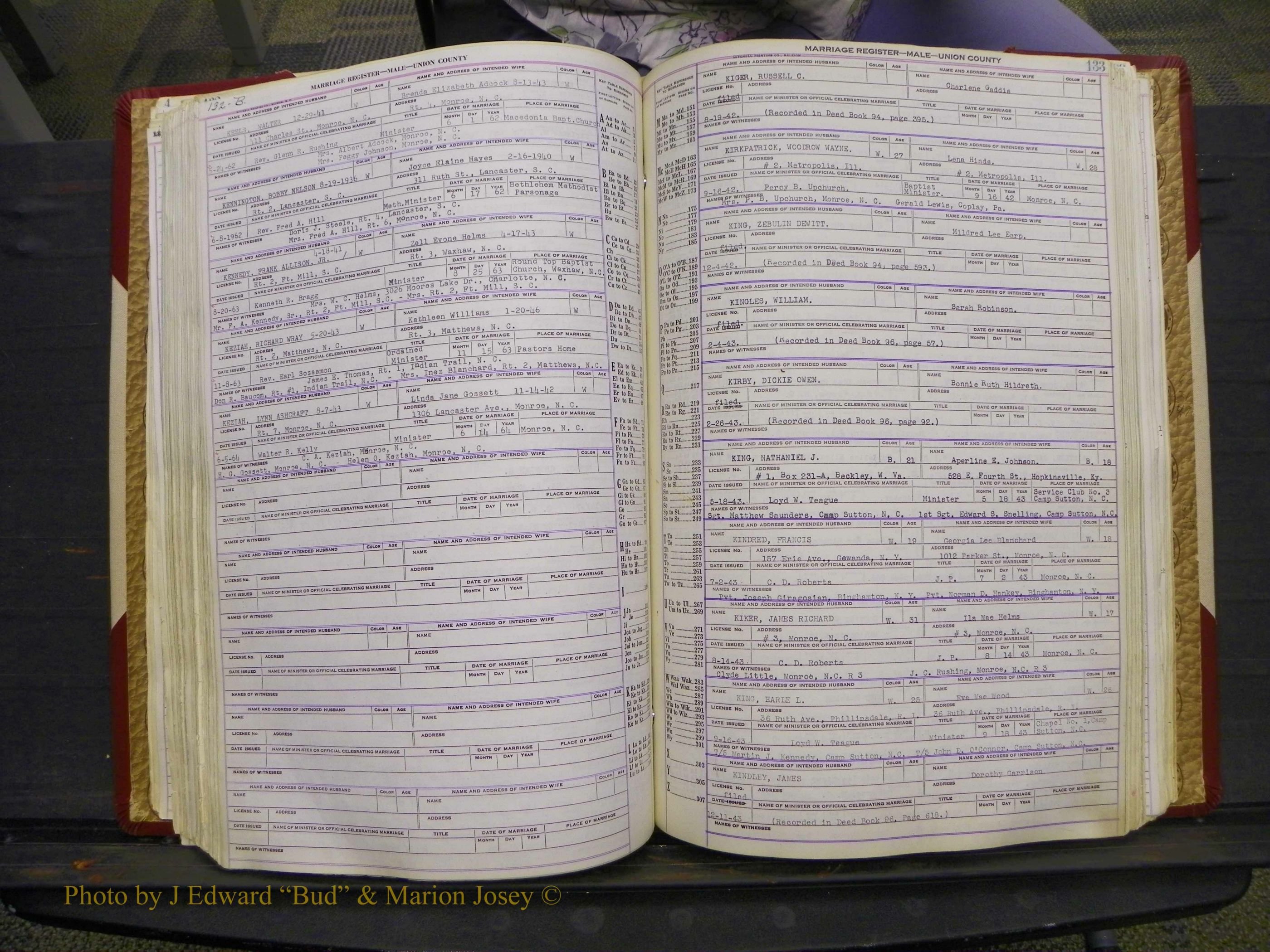 Union Co, NC Marriage Book 10, A-Z, 1937-1965 (176).JPG