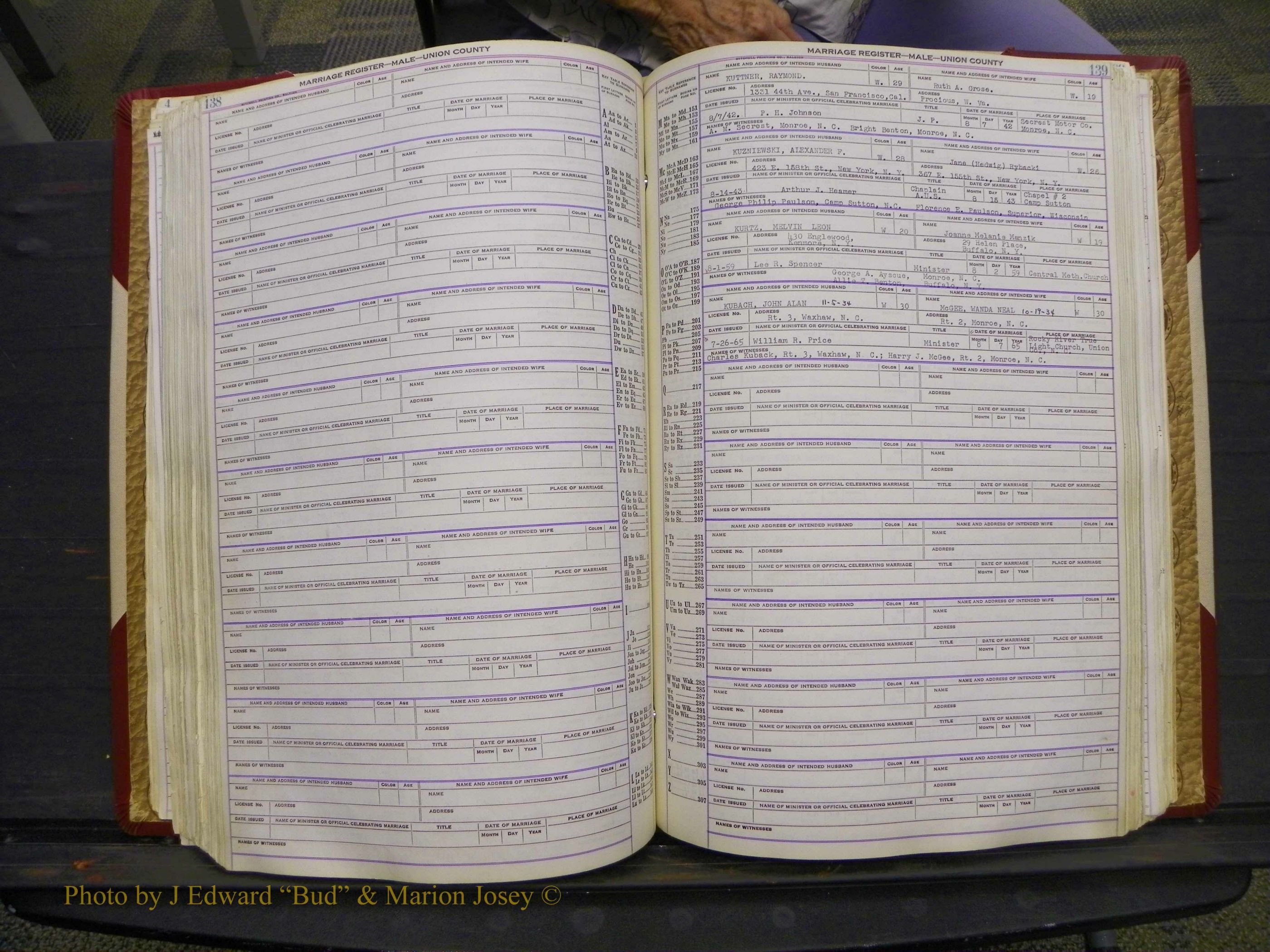 Union Co, NC Marriage Book 10, A-Z, 1937-1965 (180).JPG