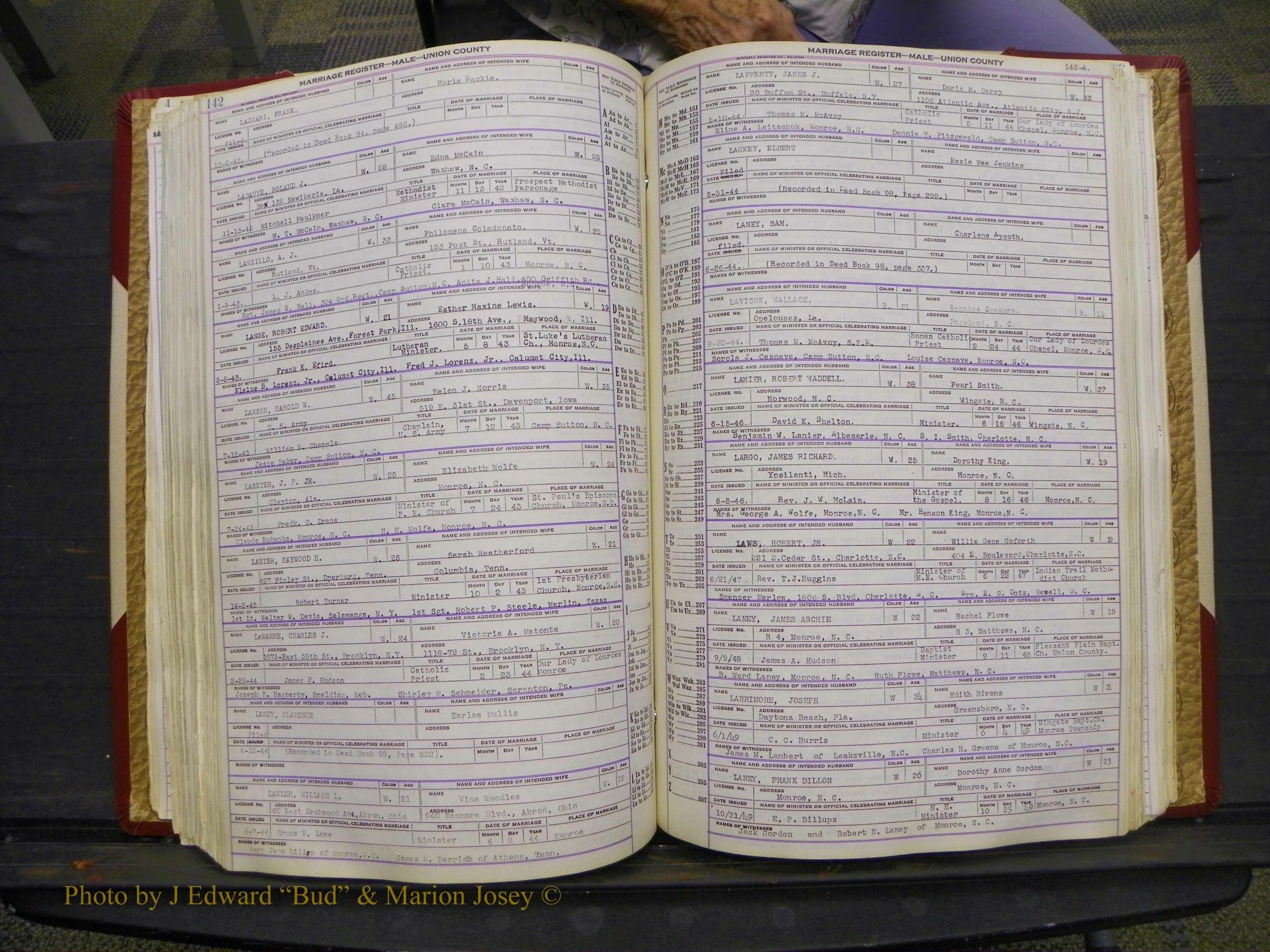 Union Co, NC Marriage Book 10, A-Z, 1937-1965 (183).JPG