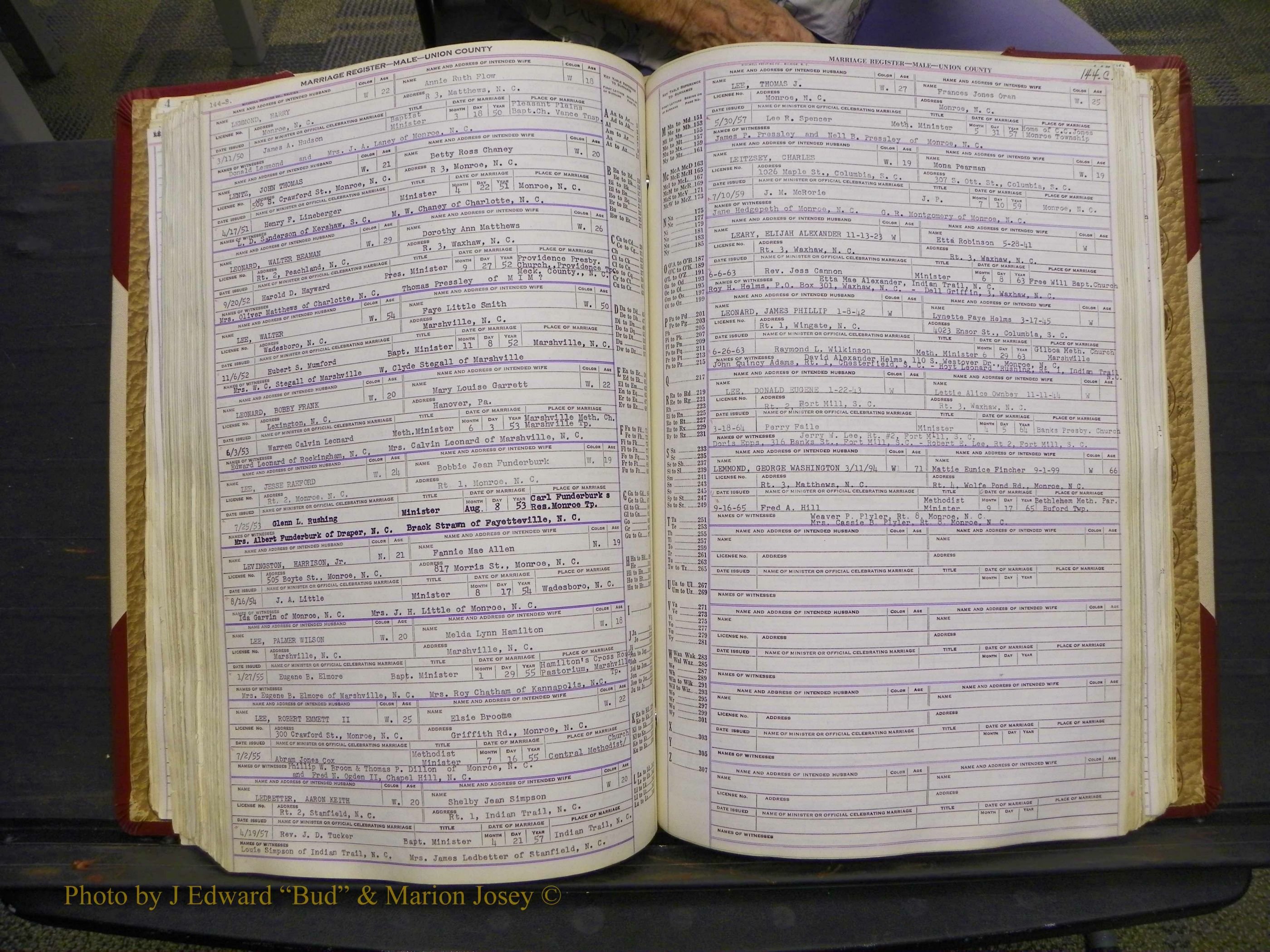 Union Co, NC Marriage Book 10, A-Z, 1937-1965 (186).JPG