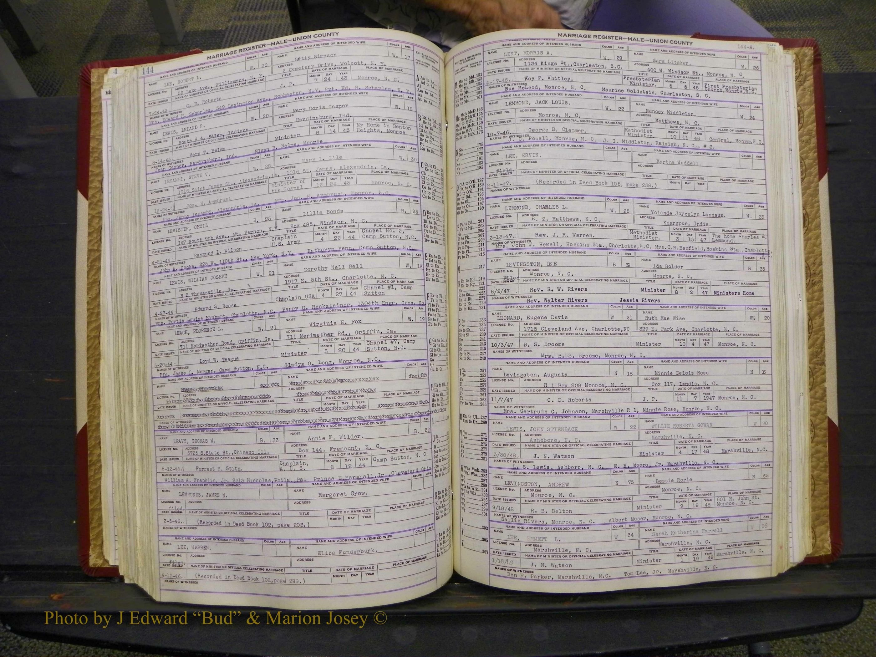 Union Co, NC Marriage Book 10, A-Z, 1937-1965 (187).JPG