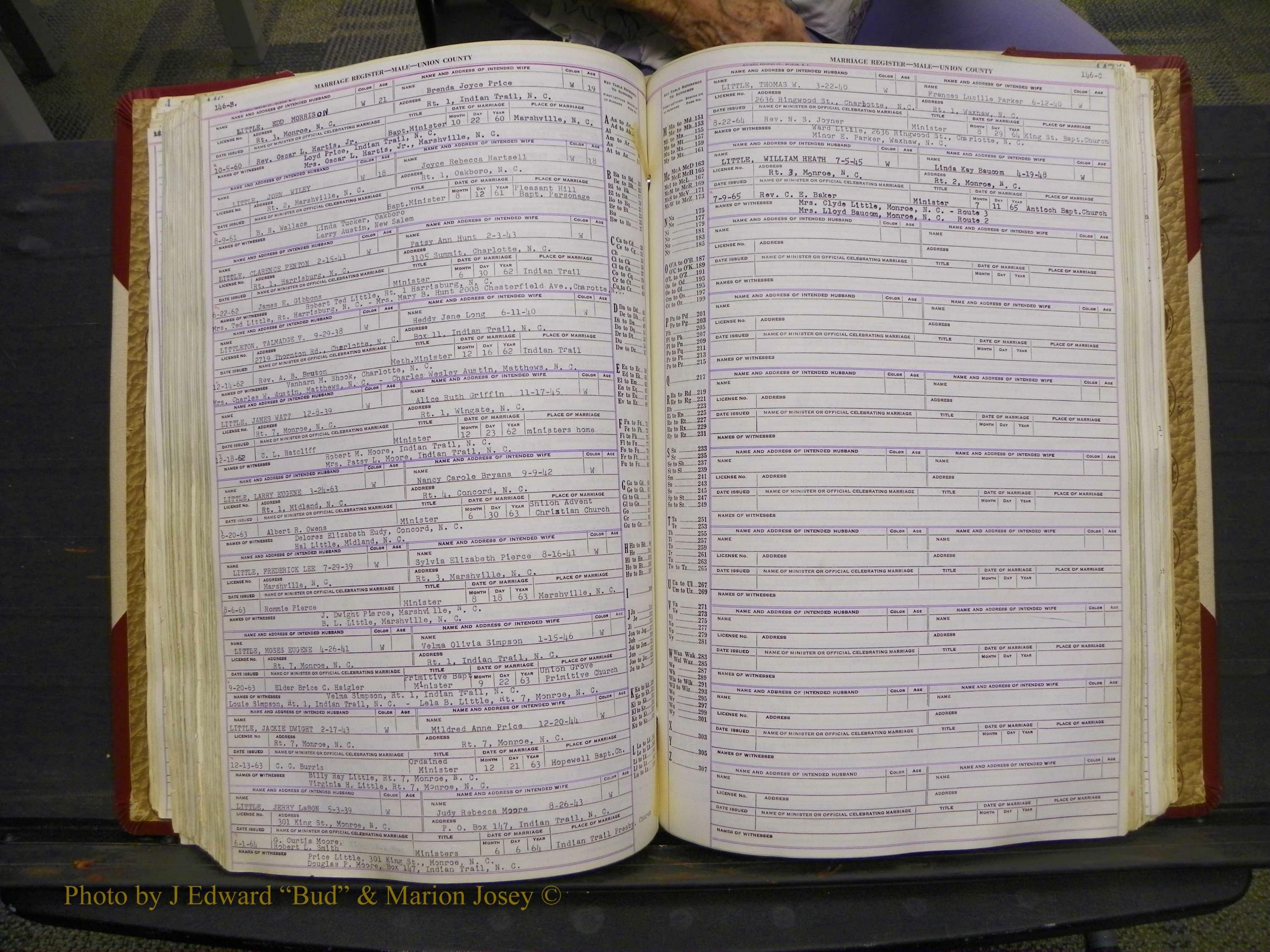 Union Co, NC Marriage Book 10, A-Z, 1937-1965 (189).JPG