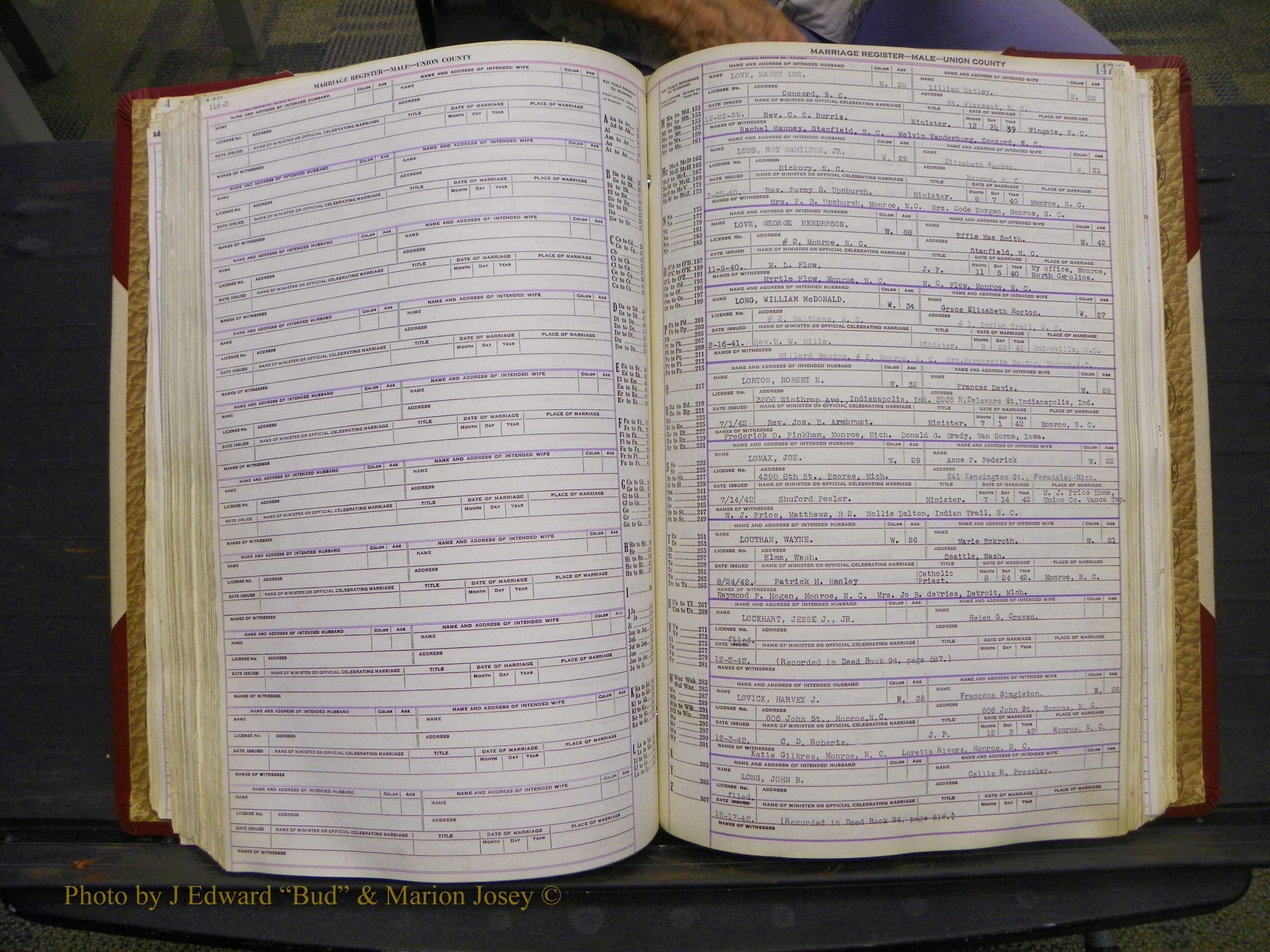 Union Co, NC Marriage Book 10, A-Z, 1937-1965 (191).JPG