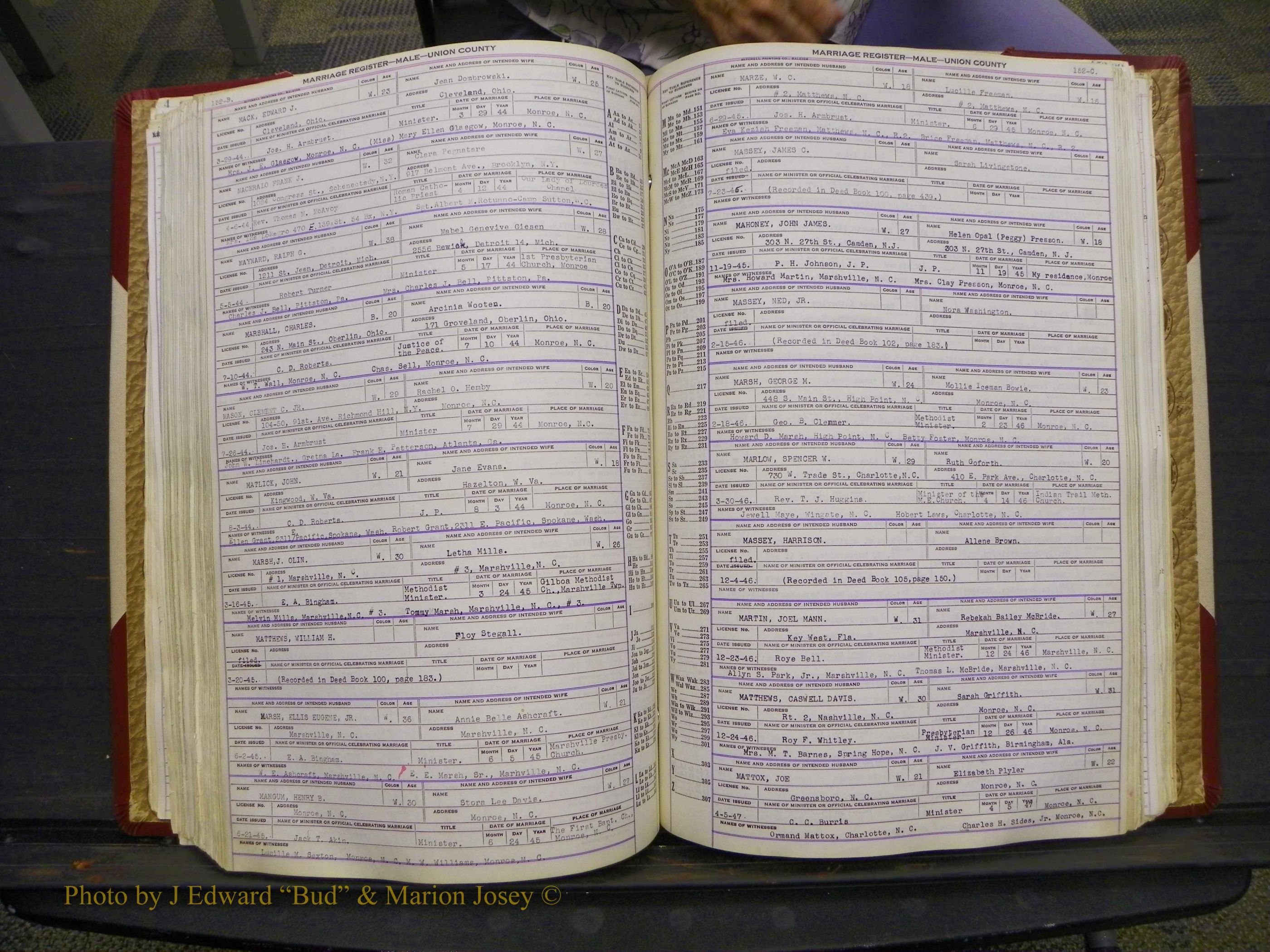 Union Co, NC Marriage Book 10, A-Z, 1937-1965 (199).JPG