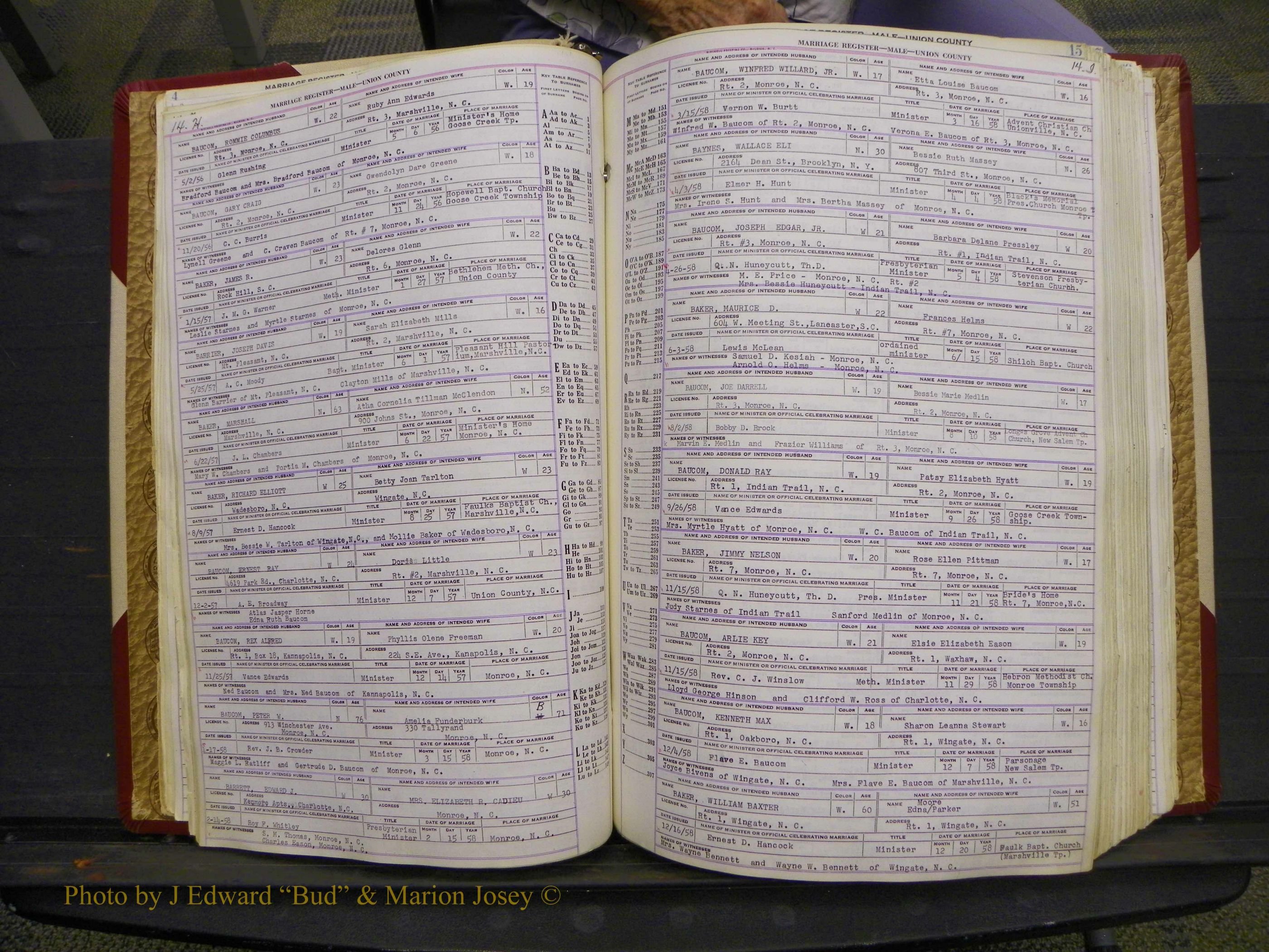 Union Co, NC Marriage Book 10, A-Z, 1937-1965 (20).JPG