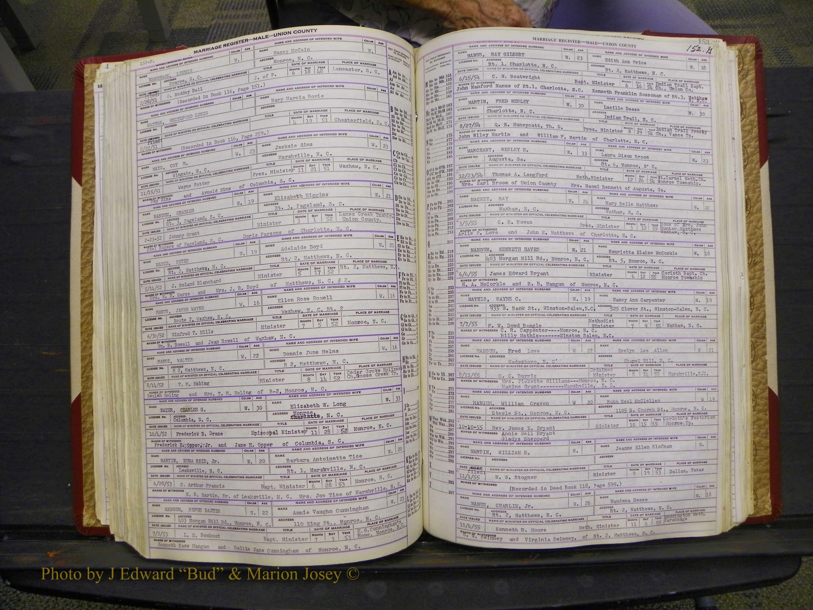 Union Co, NC Marriage Book 10, A-Z, 1937-1965 (200).JPG