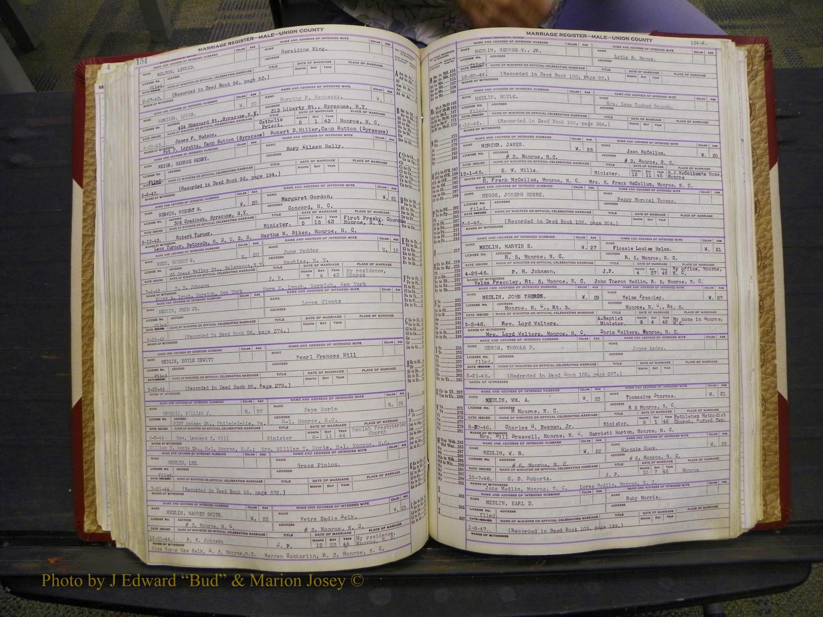 Union Co, NC Marriage Book 10, A-Z, 1937-1965 (204).JPG