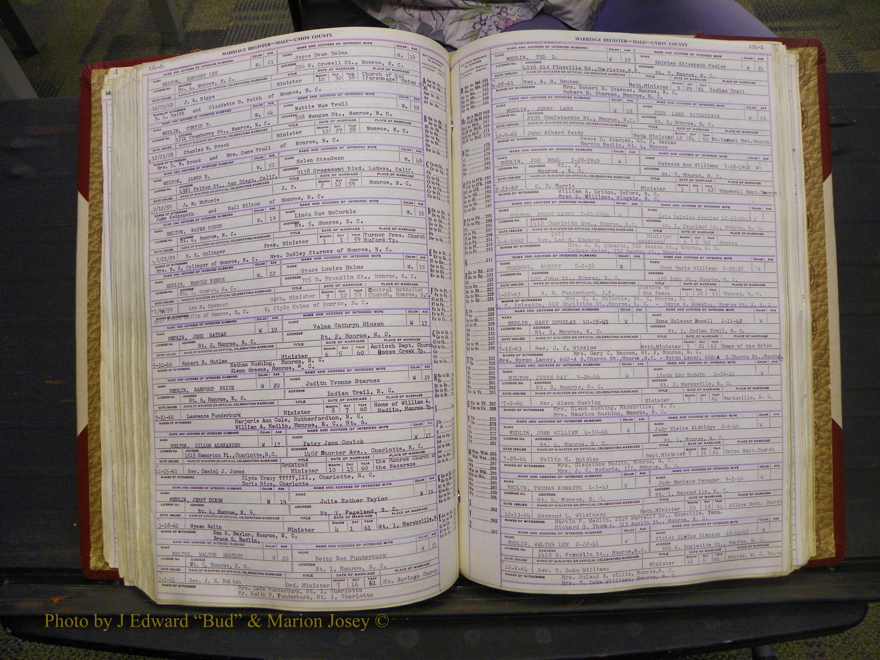 Union Co, NC Marriage Book 10, A-Z, 1937-1965 (205).JPG