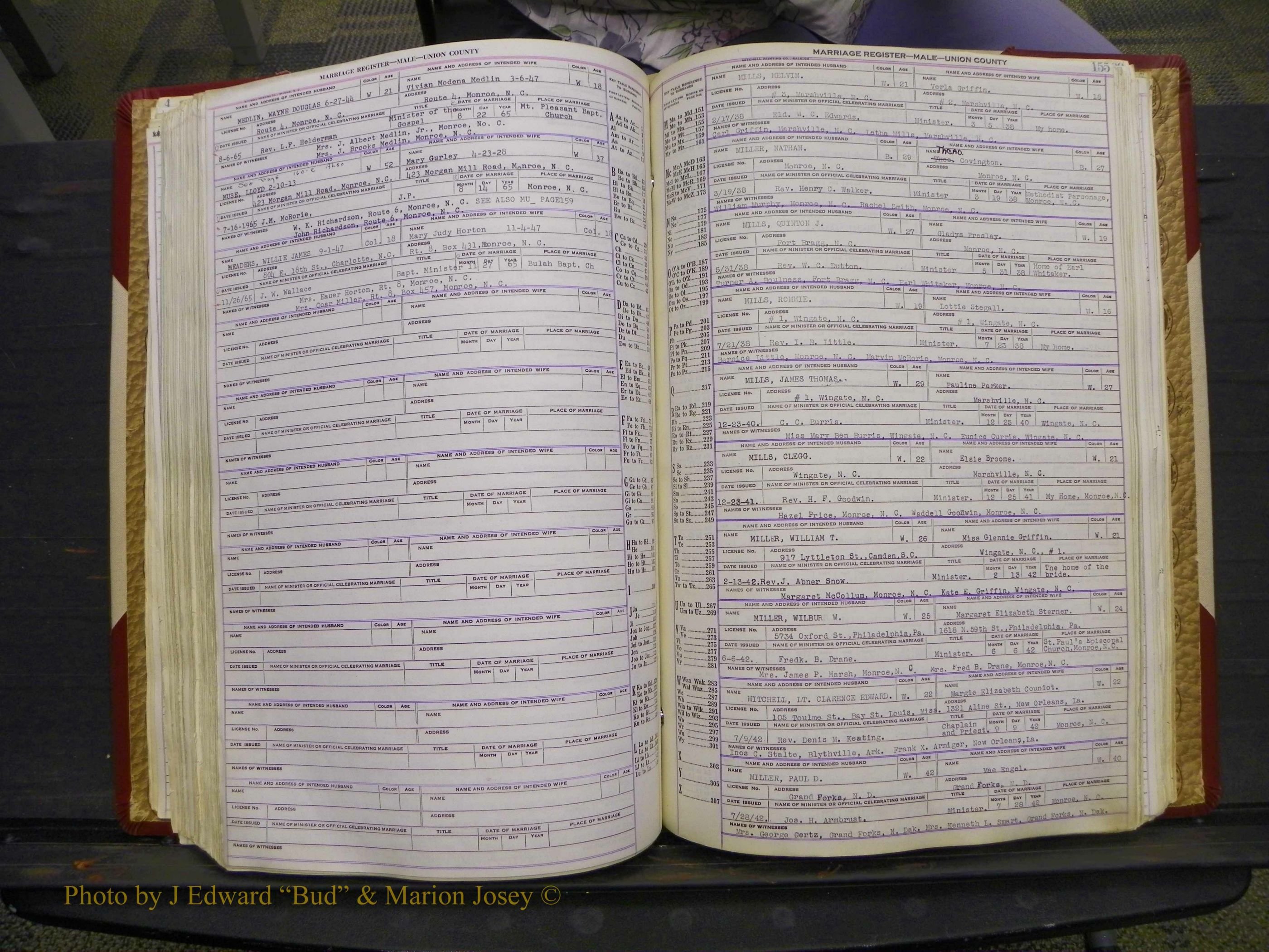 Union Co, NC Marriage Book 10, A-Z, 1937-1965 (206).JPG