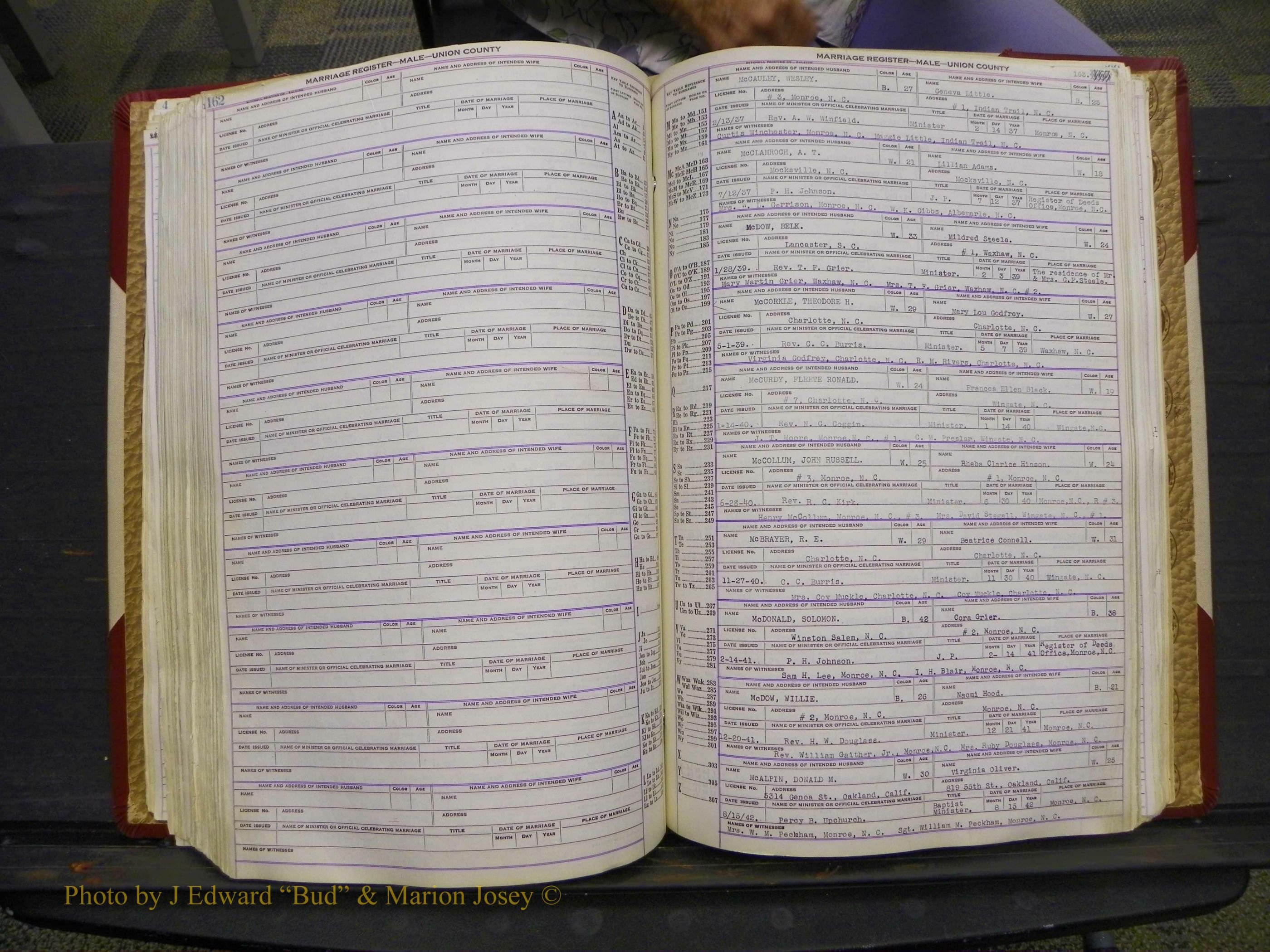 Union Co, NC Marriage Book 10, A-Z, 1937-1965 (221).JPG