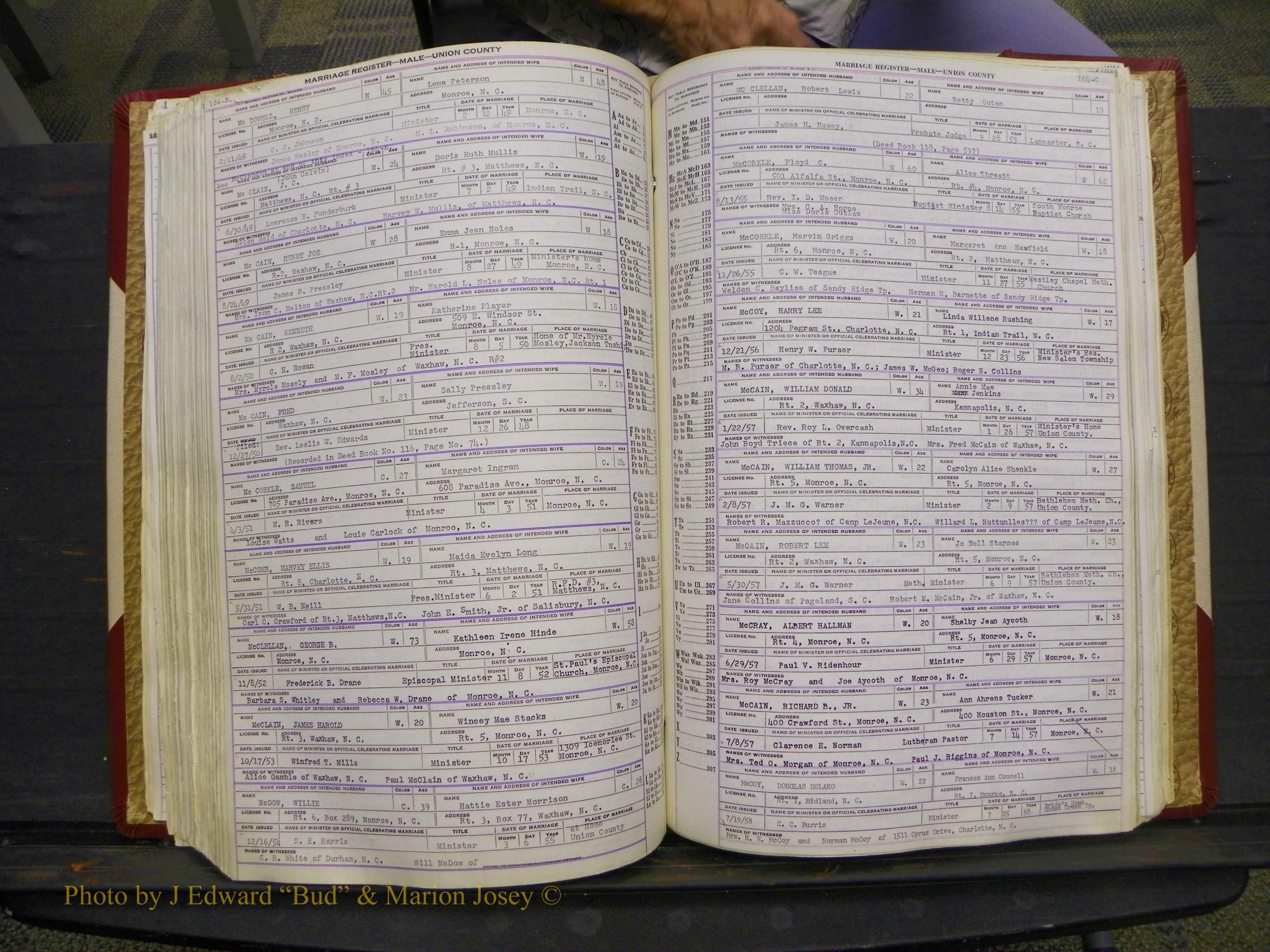 Union Co, NC Marriage Book 10, A-Z, 1937-1965 (222).JPG