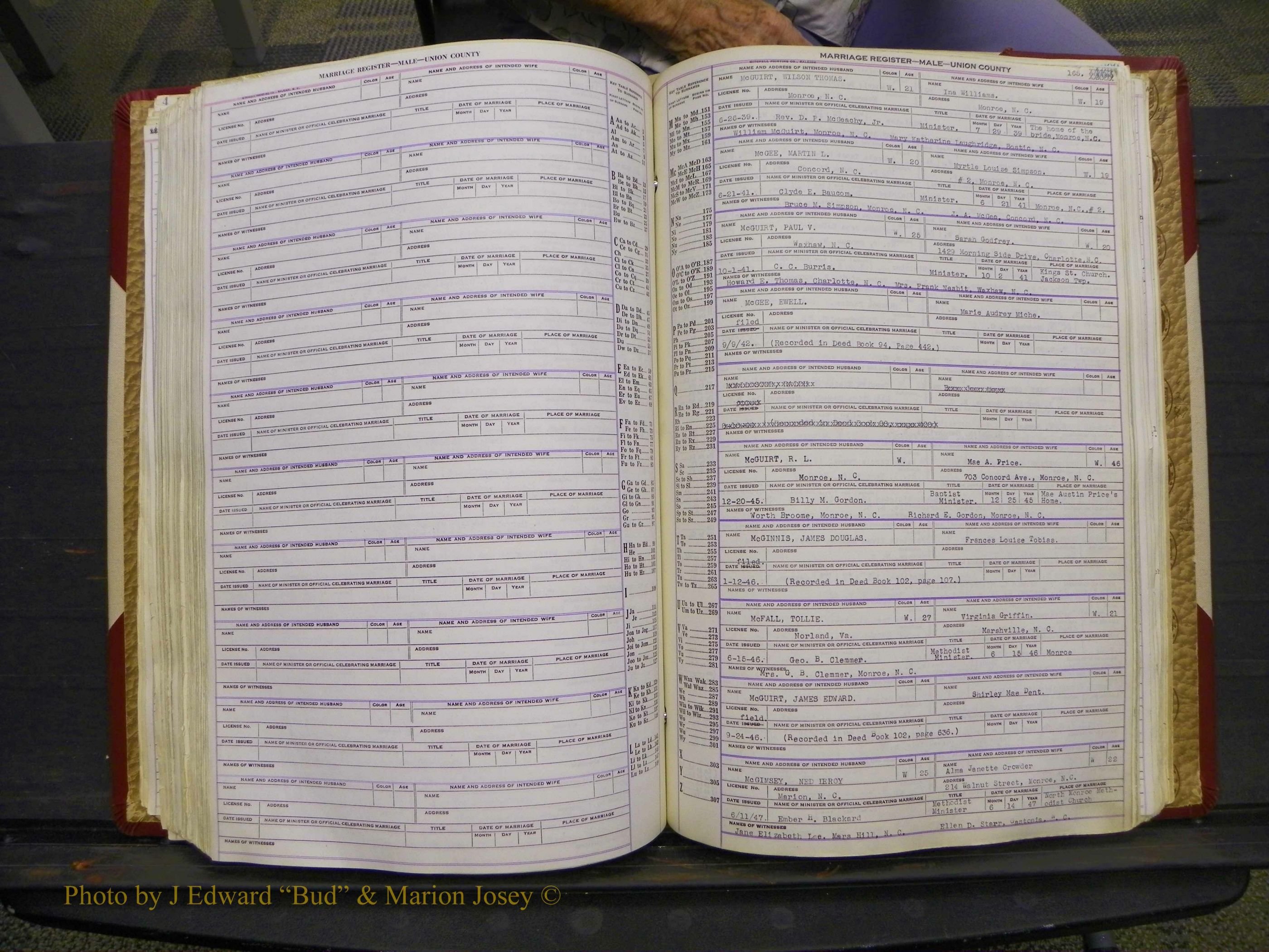 Union Co, NC Marriage Book 10, A-Z, 1937-1965 (225).JPG