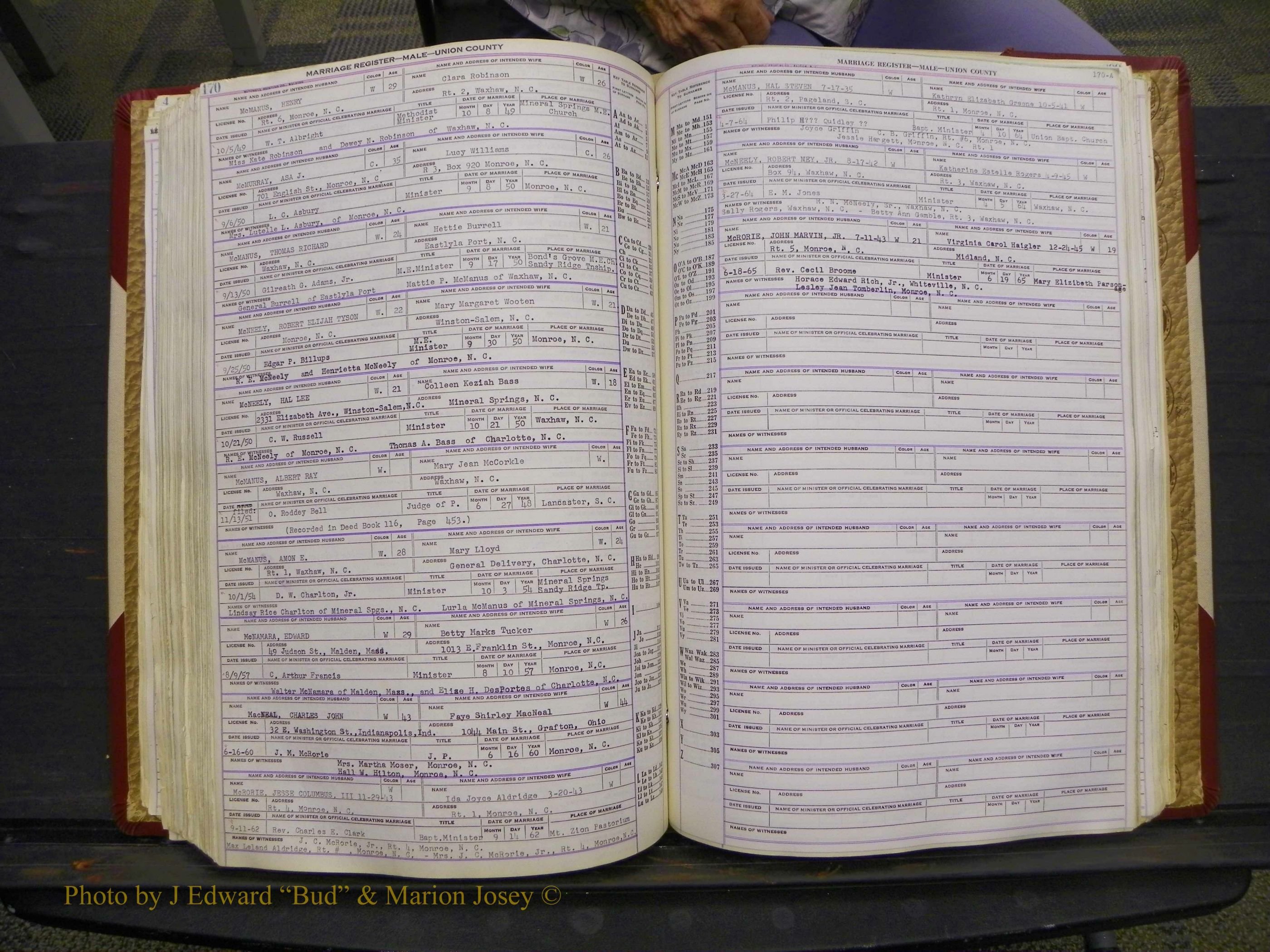 Union Co, NC Marriage Book 10, A-Z, 1937-1965 (228).JPG