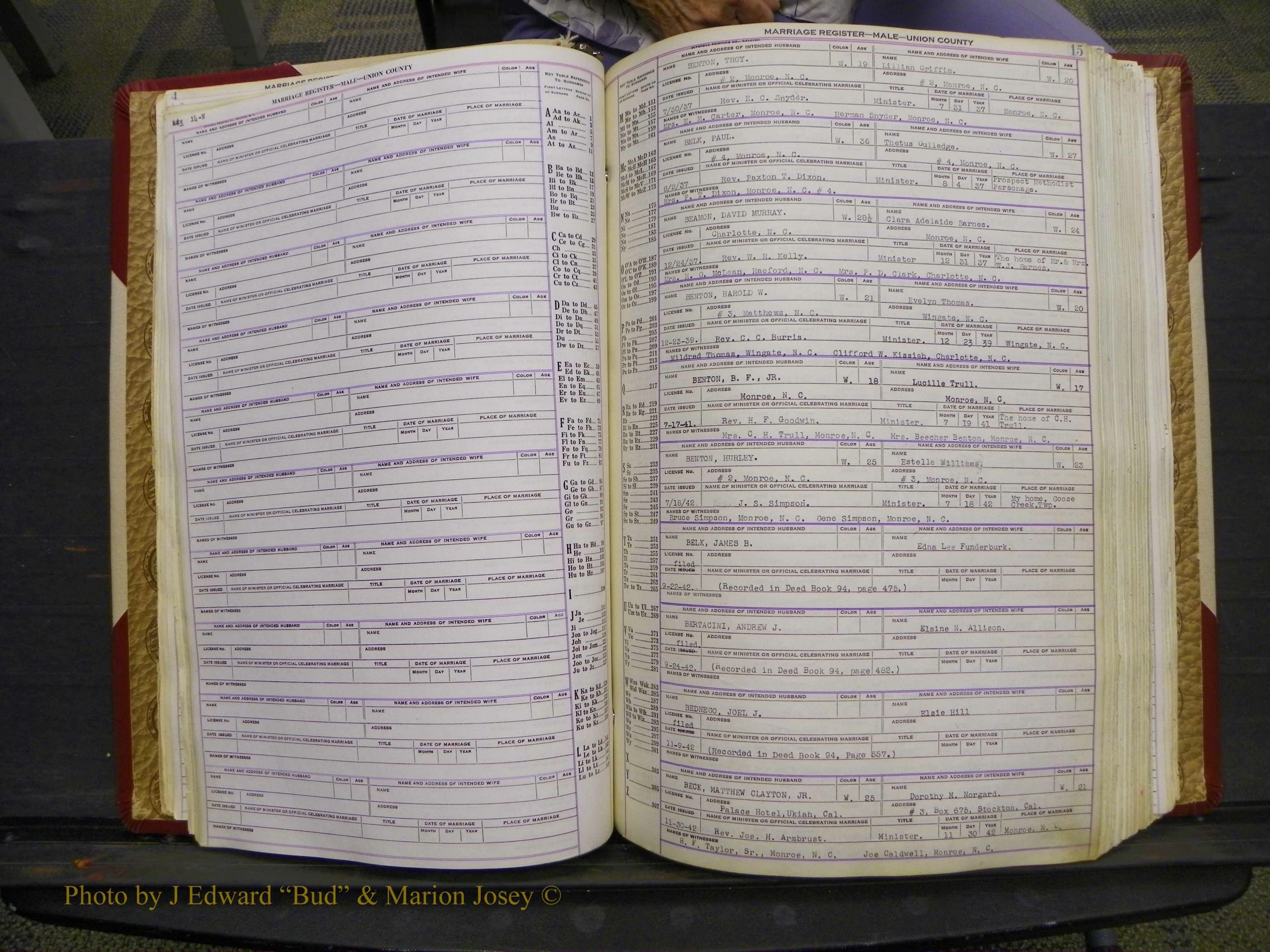 Union Co, NC Marriage Book 10, A-Z, 1937-1965 (23).JPG